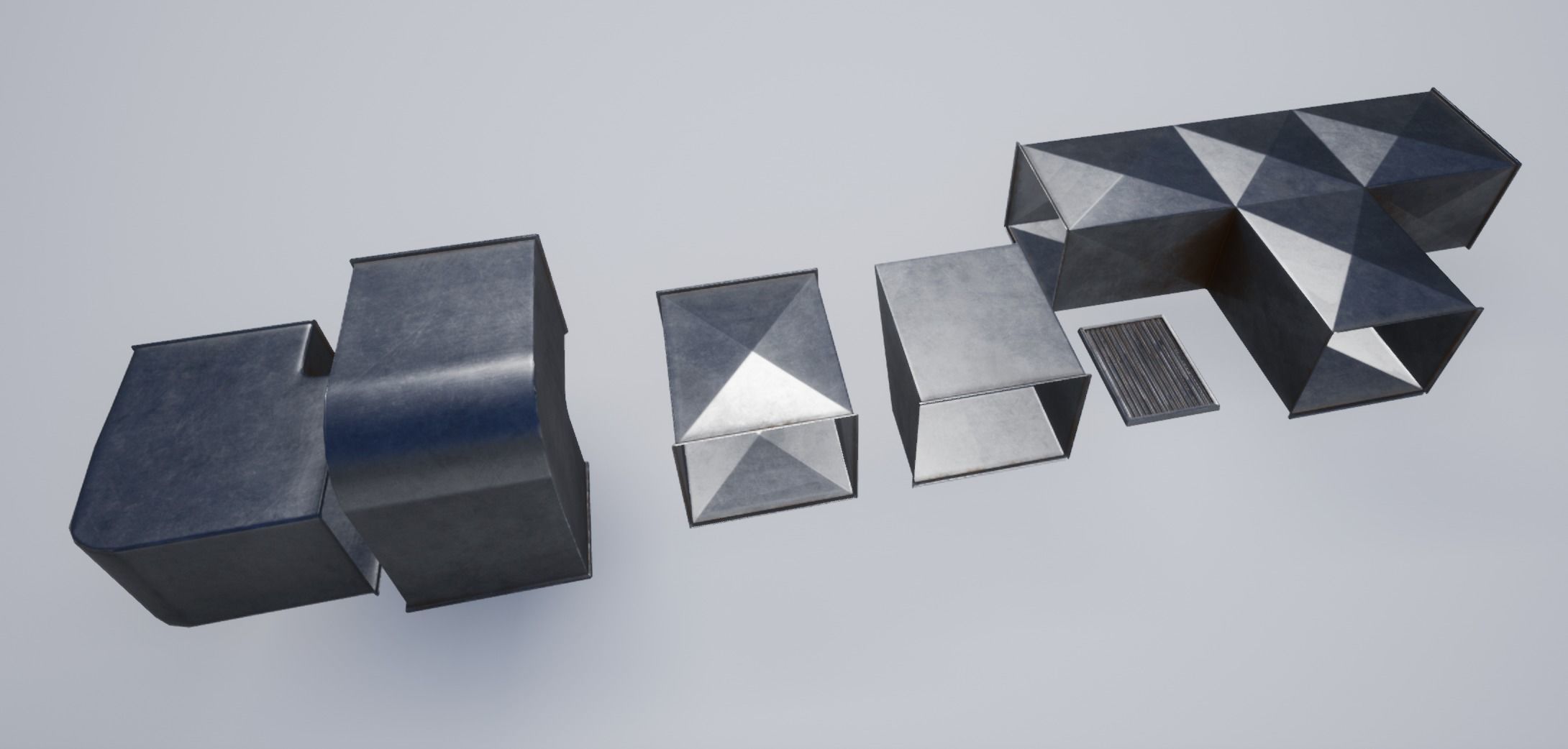 Game ready modular kit for AC Ducts Vents Low-poly 3D model_1