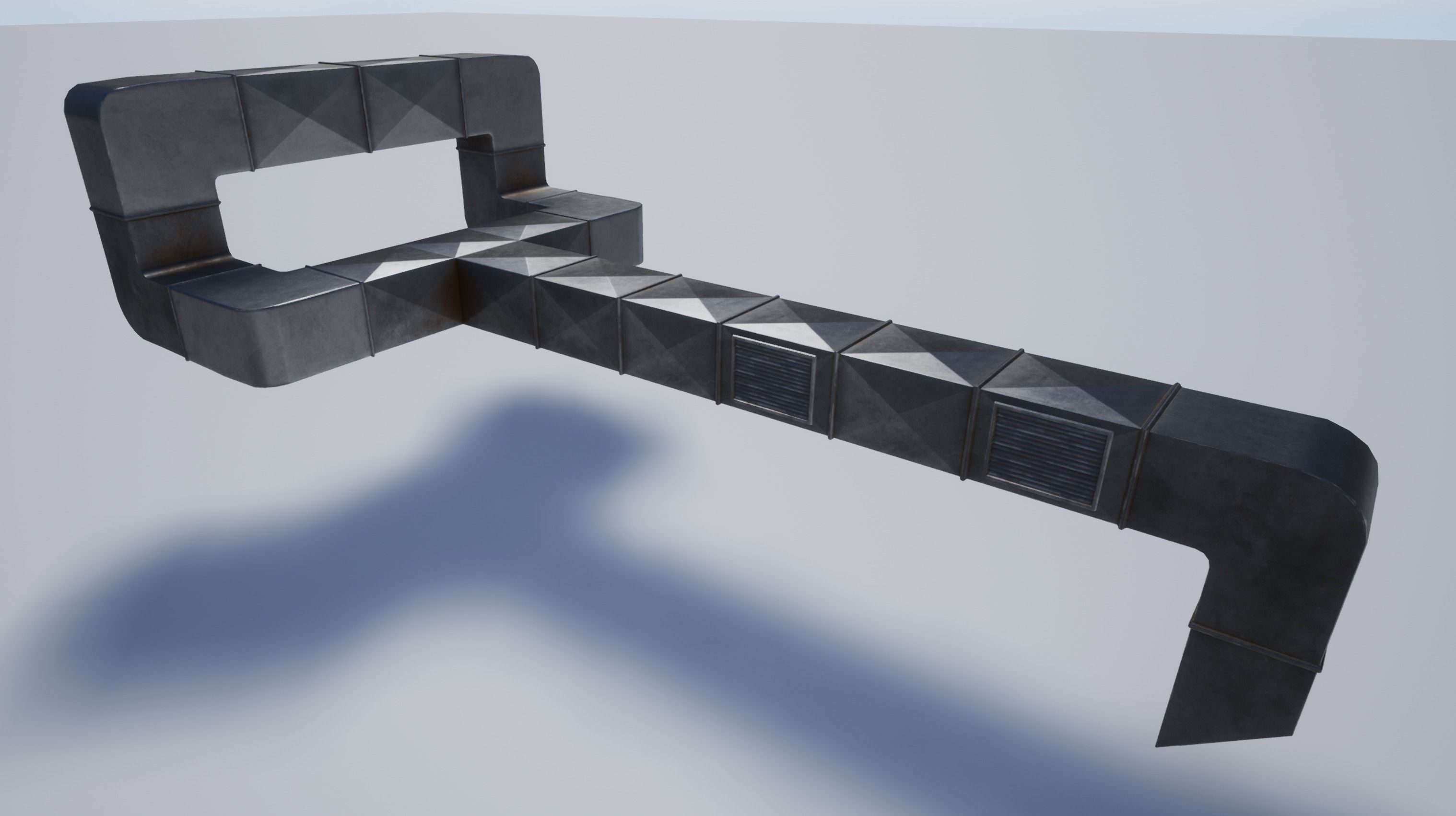 Game ready modular kit for AC Ducts Vents Low-poly 3D model_5