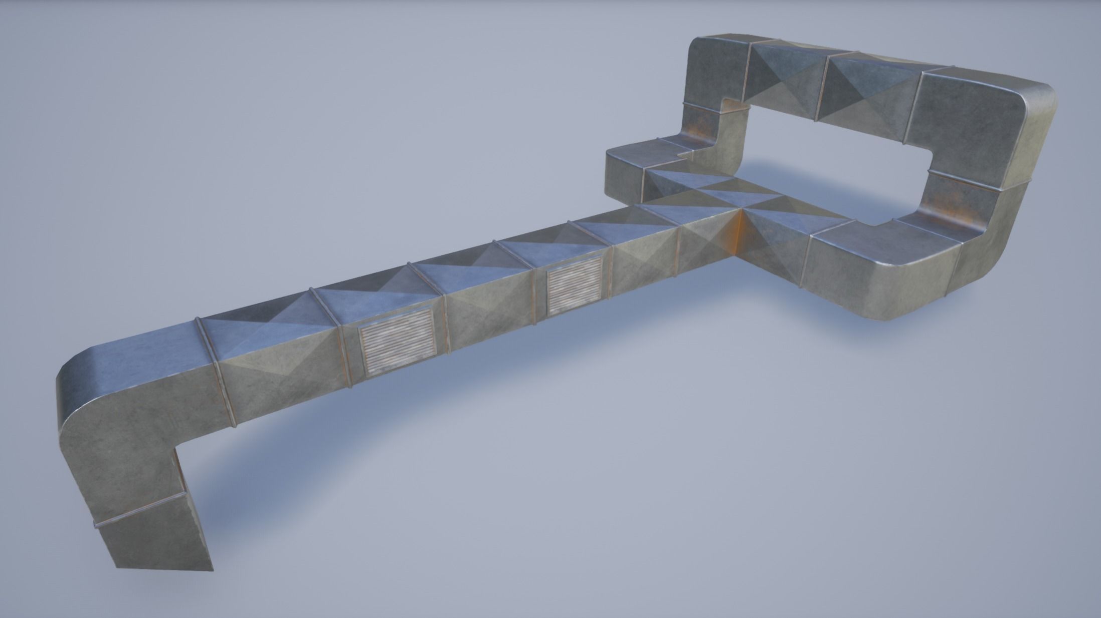 Game ready modular kit for AC Ducts Vents Low-poly 3D model_4