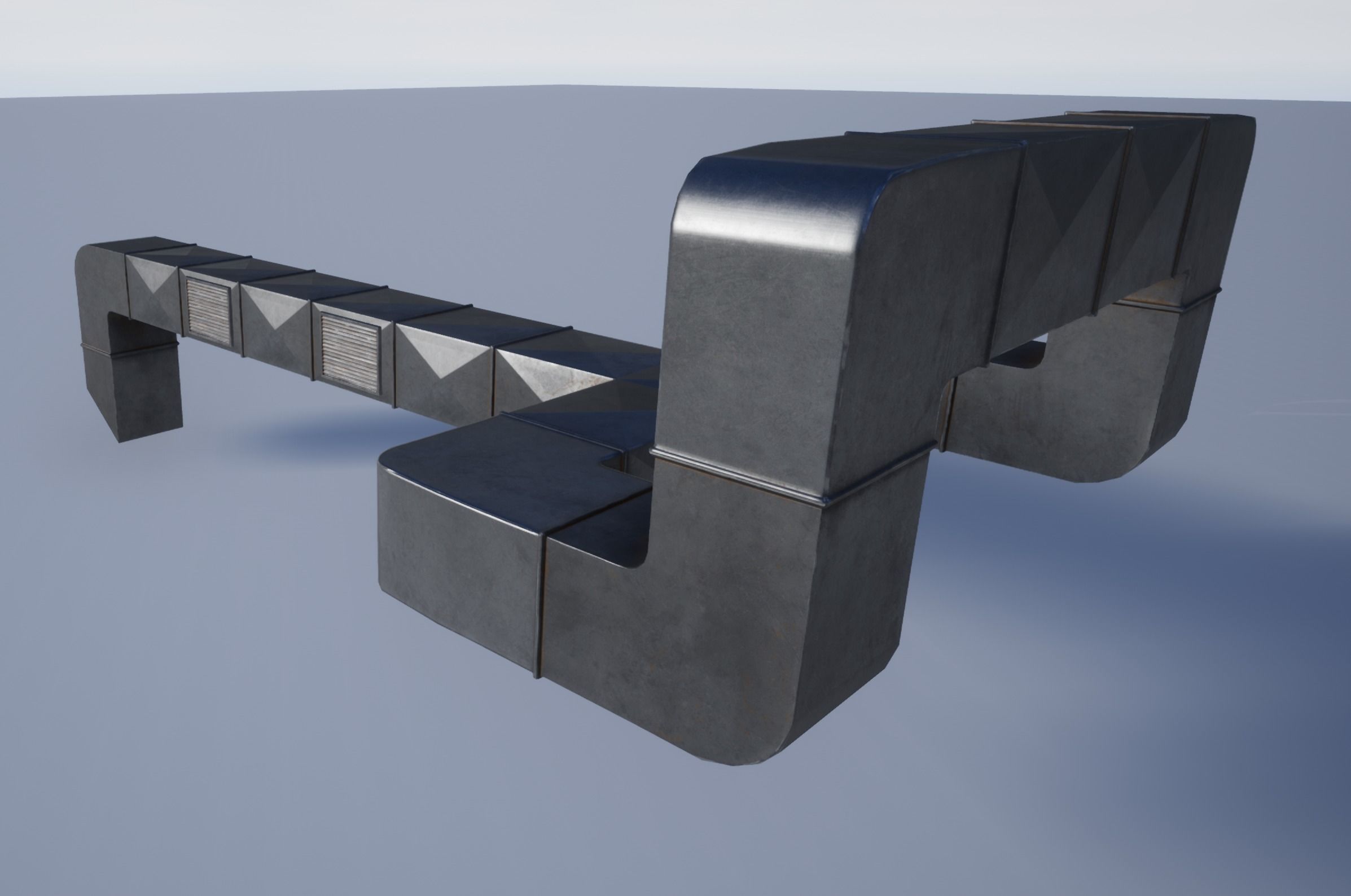 Game ready modular kit for AC Ducts Vents Low-poly 3D model_6