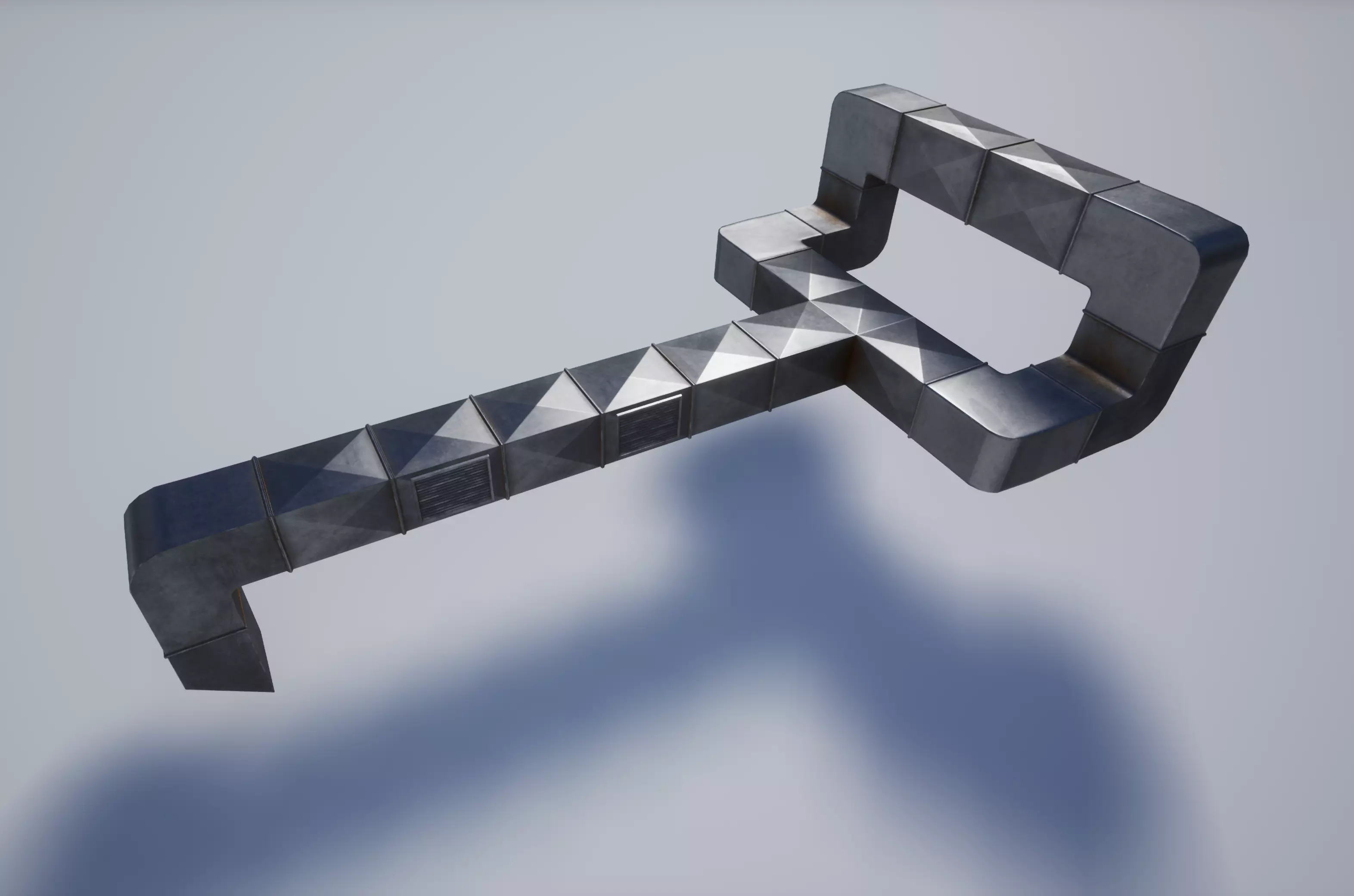 Game ready modular kit for AC Ducts Vents Low-poly 3D model_0