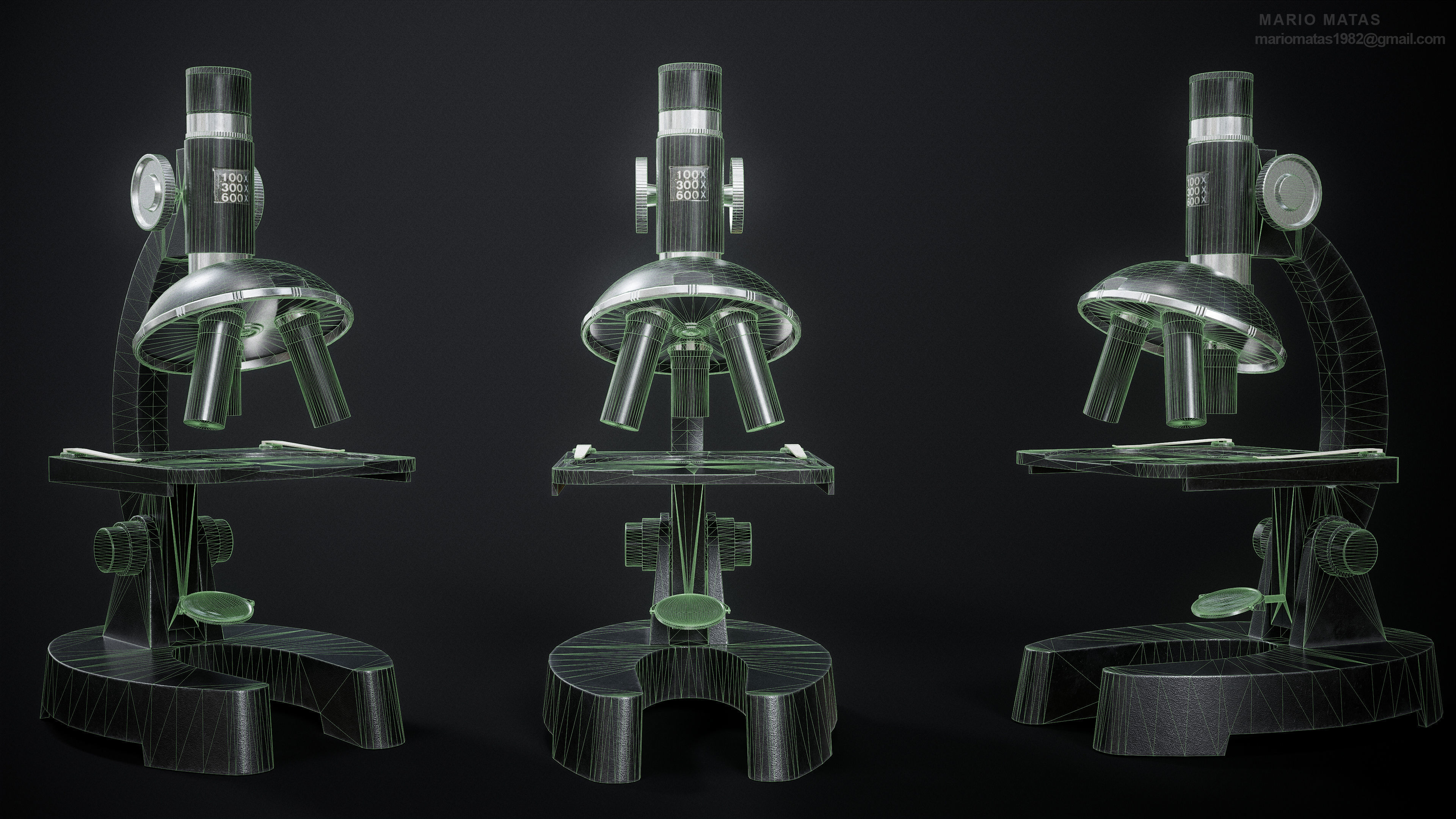 Microscope Low-poly 3D model_4