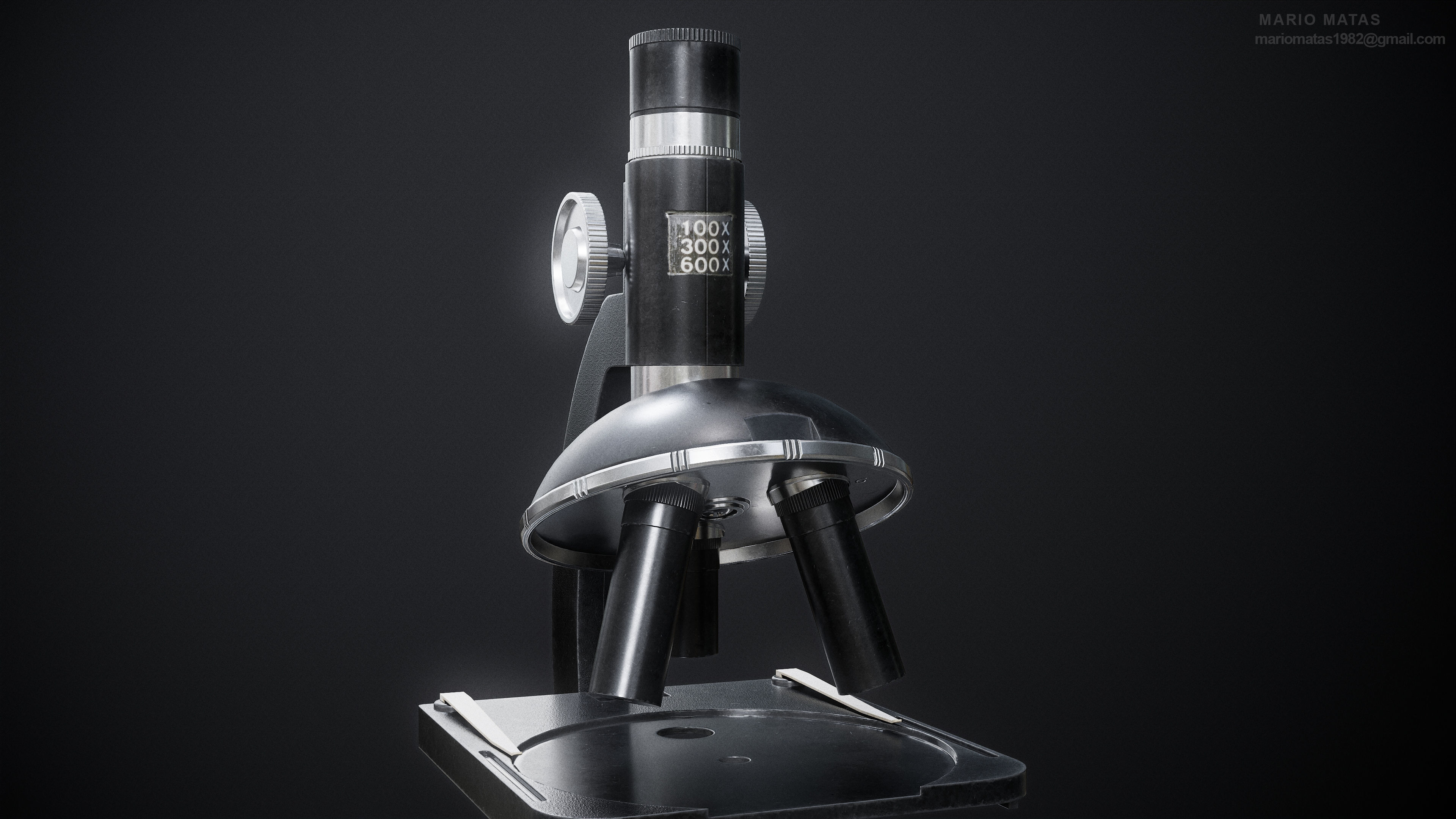 Microscope Low-poly 3D model_7