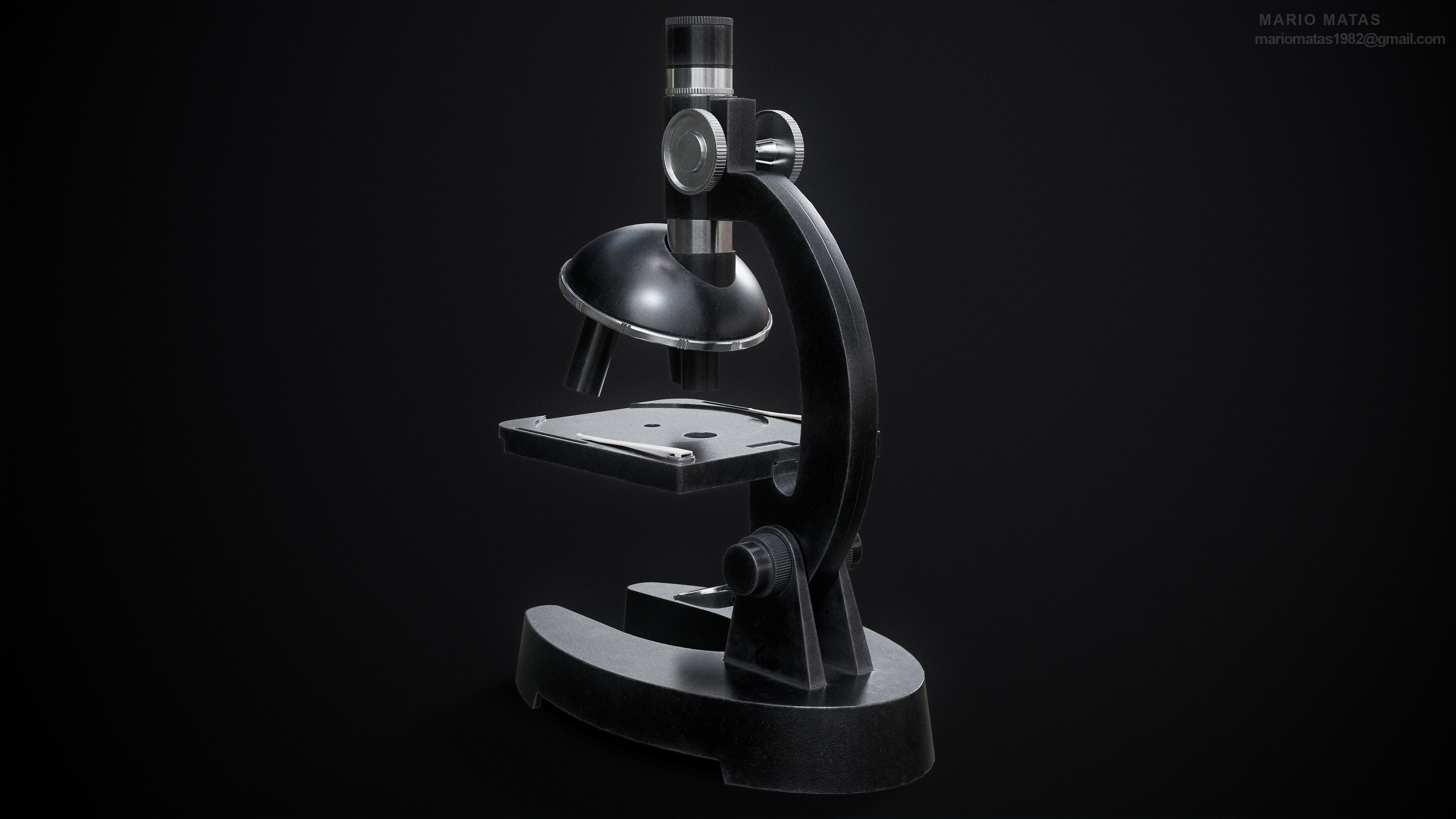 Microscope Low-poly 3D model_2