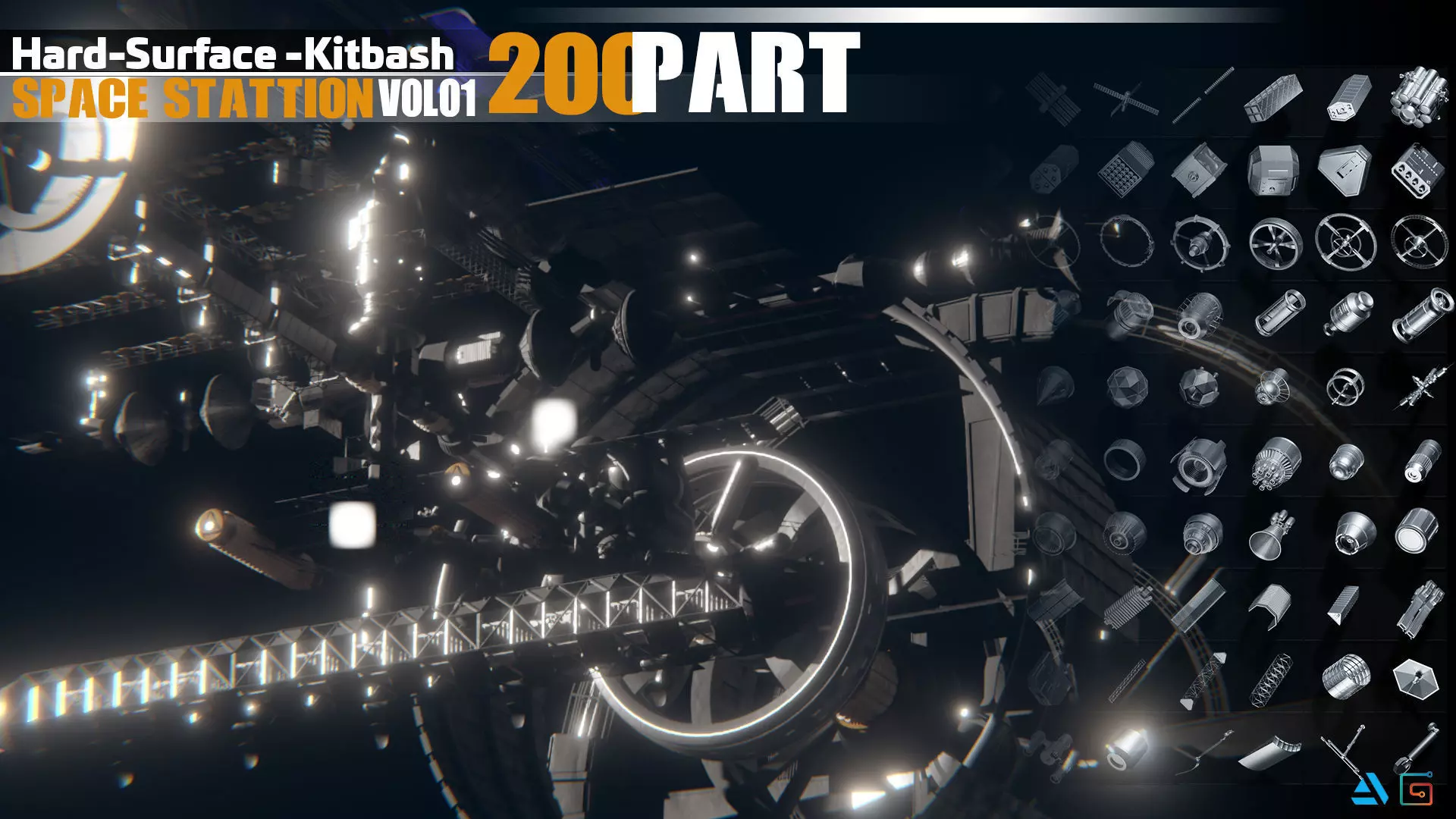 200 hardsurface SPACE STATION KITBASH VOL 01 3D model