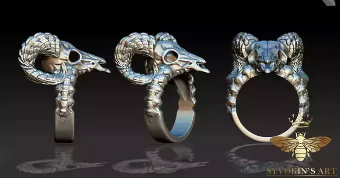 Ram skull ring