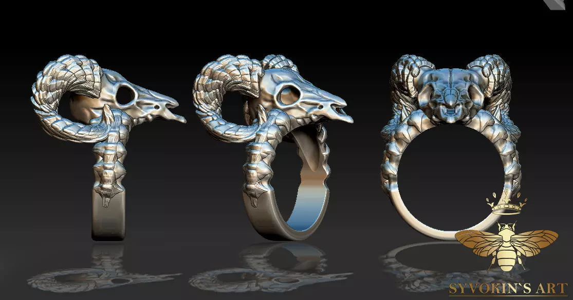 Ram skull ring 3D print model