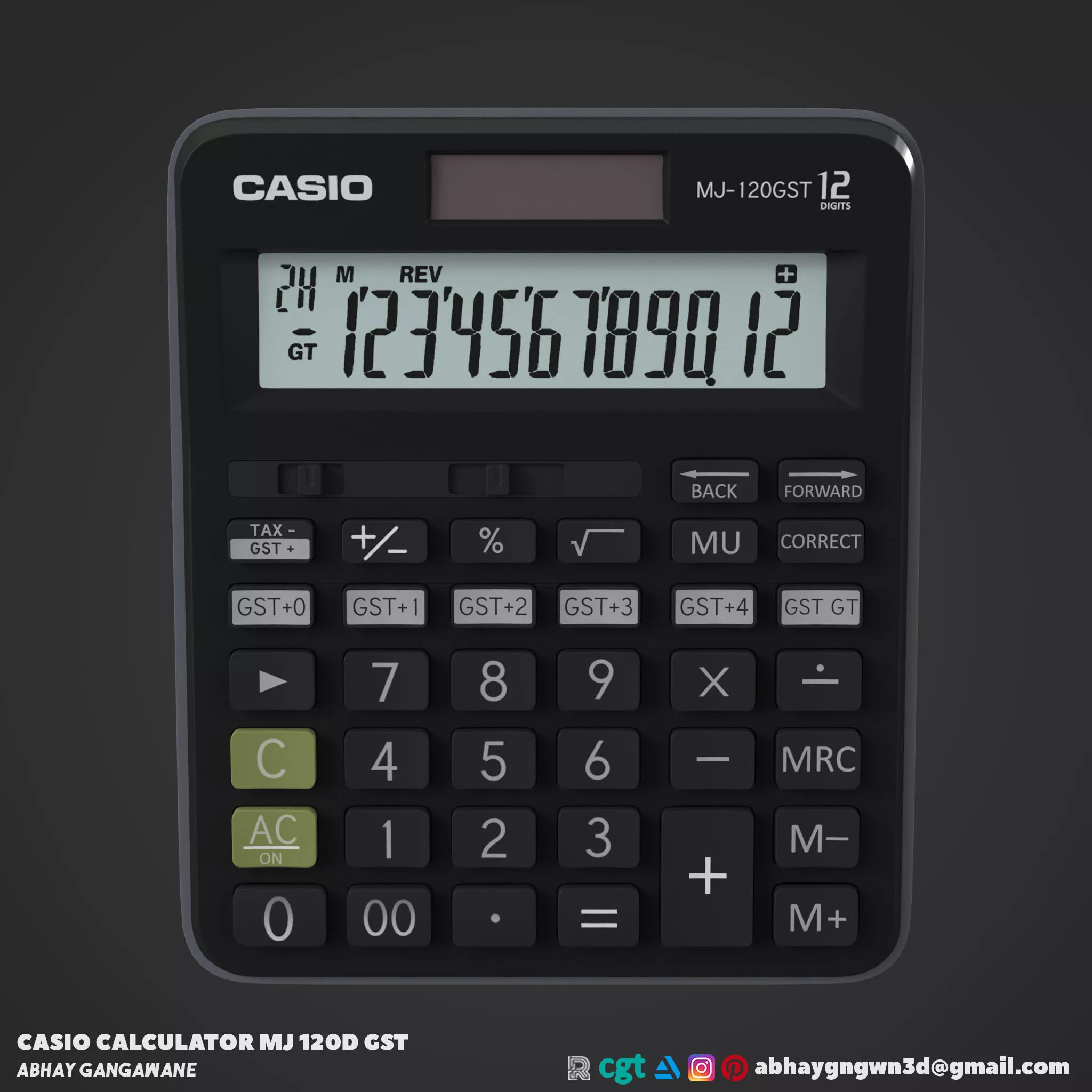 CASIO CALCULATOR MJ 120D GST 3D model
