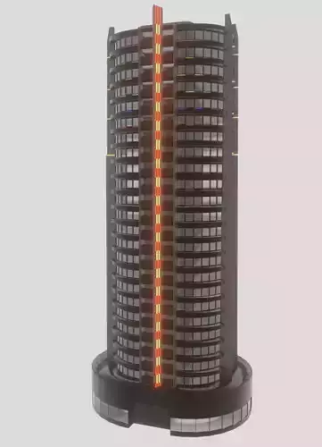 Low-Poly skyscrapers collection tall building with lights