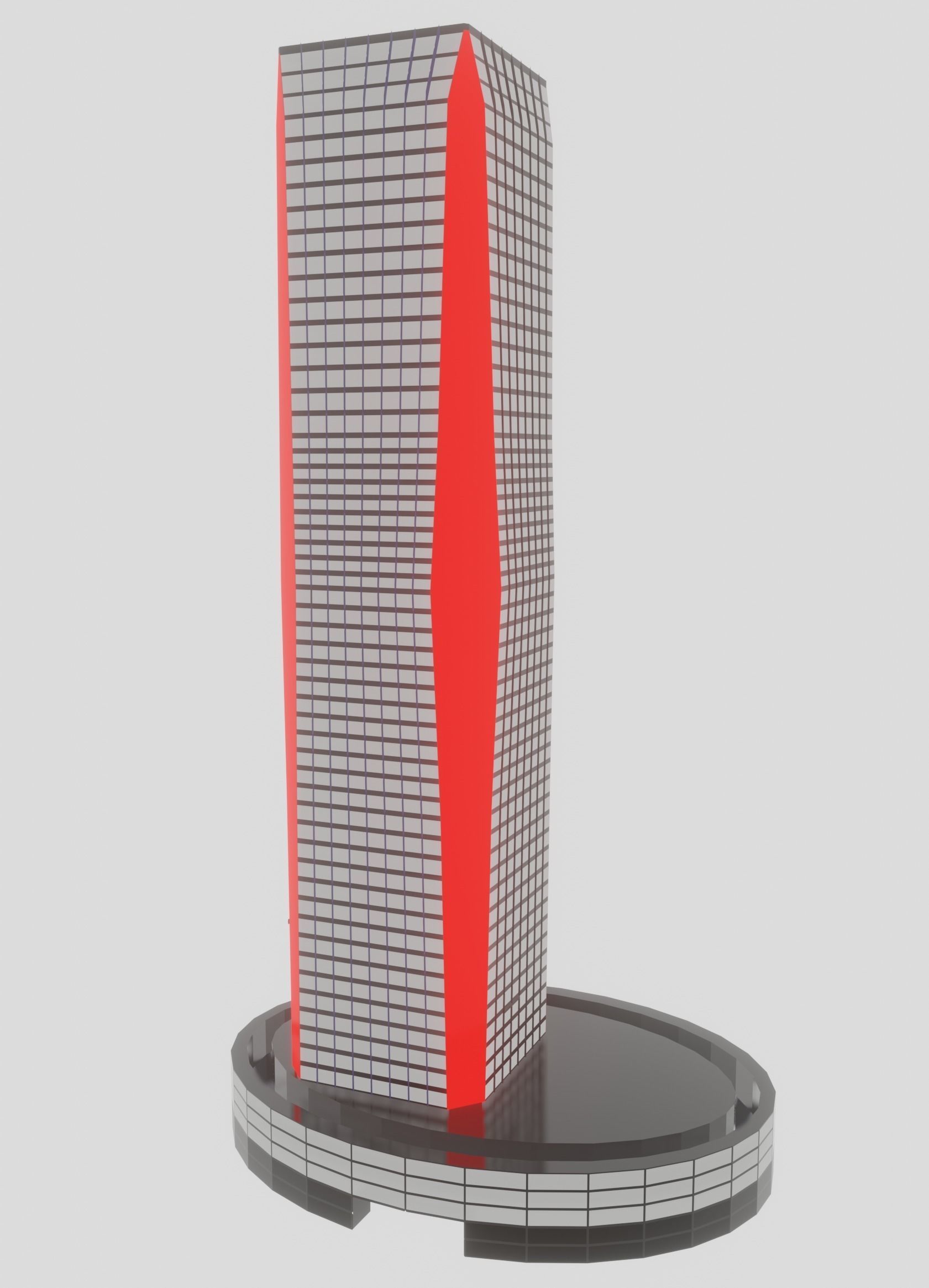 Low-Poly skyscrapers collection tall building with lights Low-poly 3D model_6