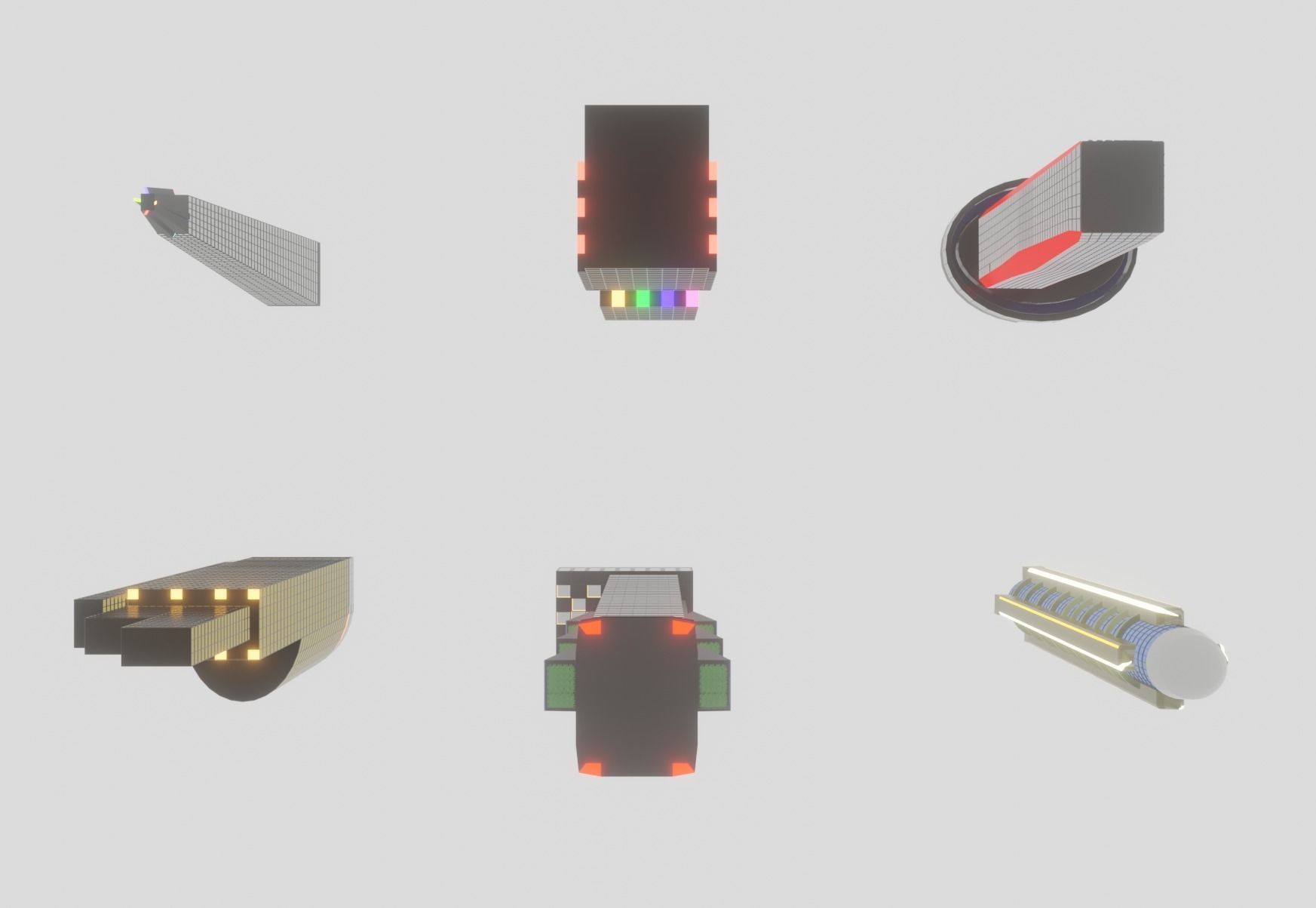 Low-Poly skyscrapers collection tall building with lights Low-poly 3D model_1