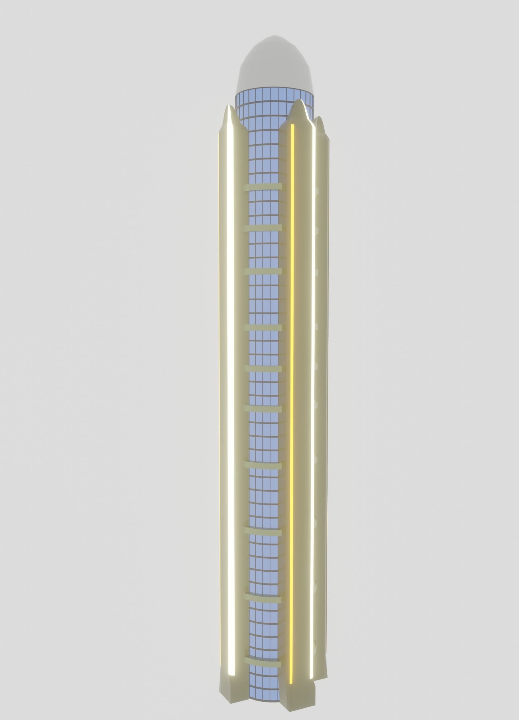 Low-Poly skyscrapers collection tall building with lights Low-poly 3D model_3