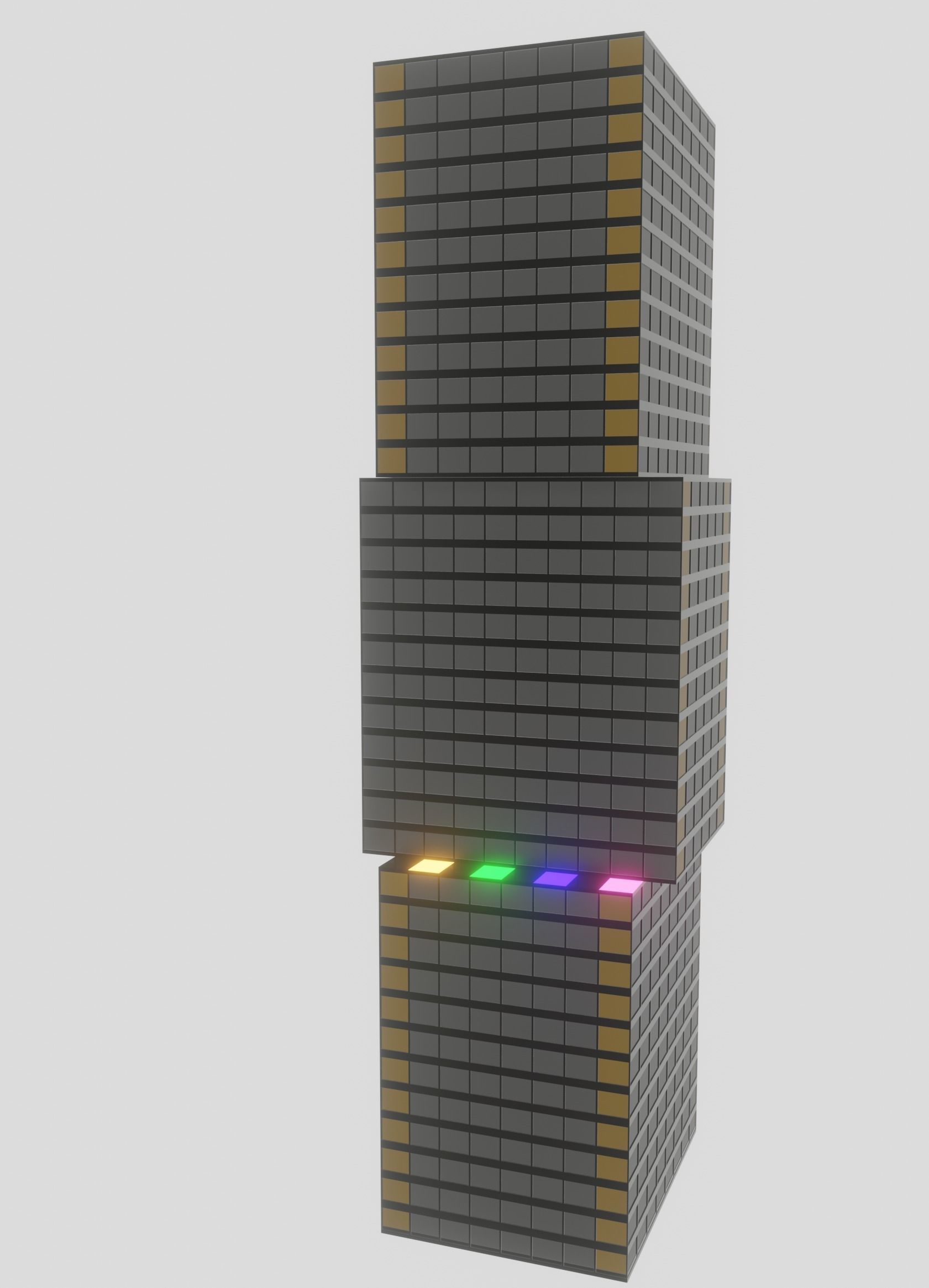 Low-Poly skyscrapers collection tall building with lights Low-poly 3D model_10