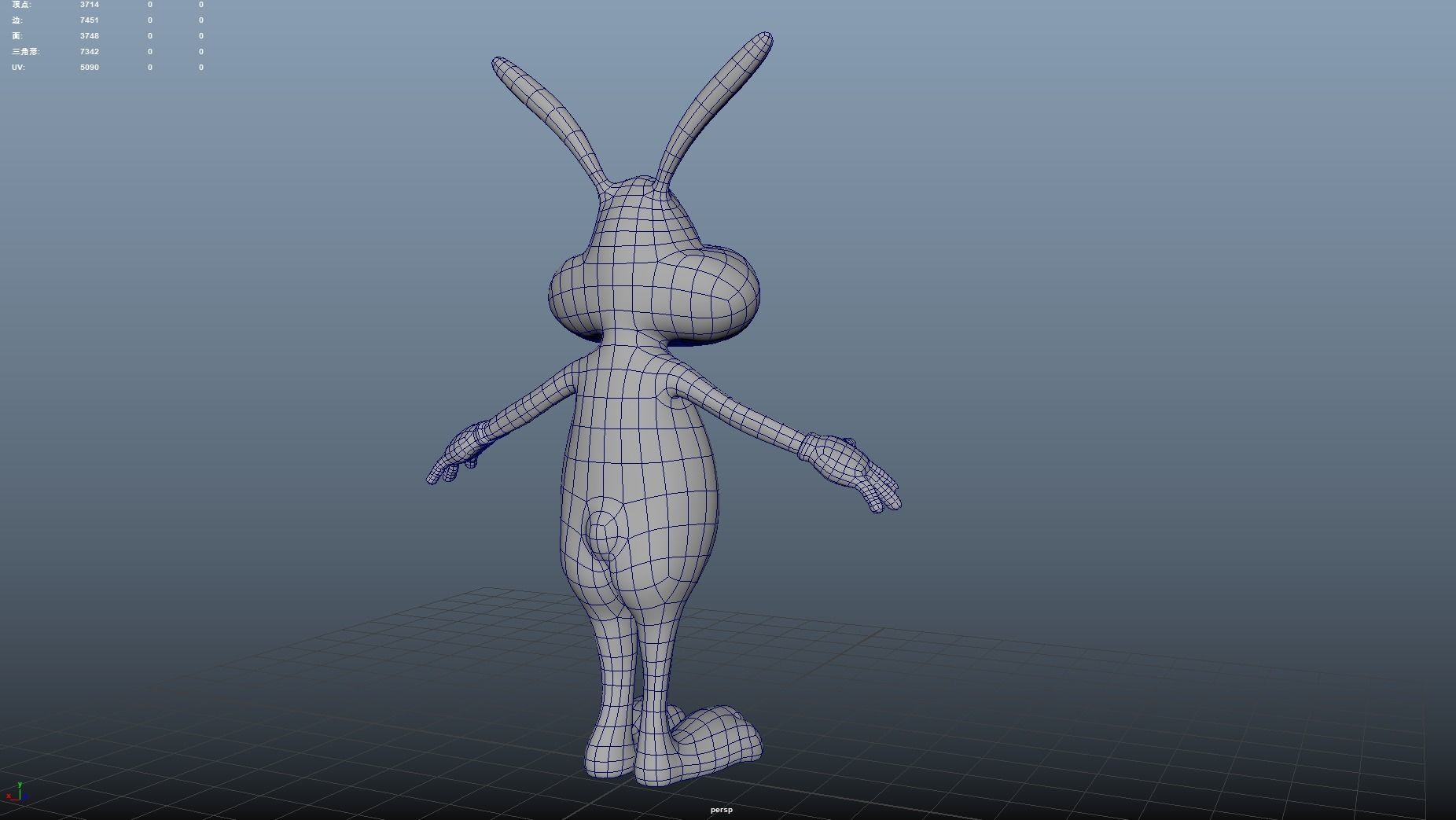 cartoon rabbit anthropomorphic qute cuddling bunny  metaverse 3D model_7