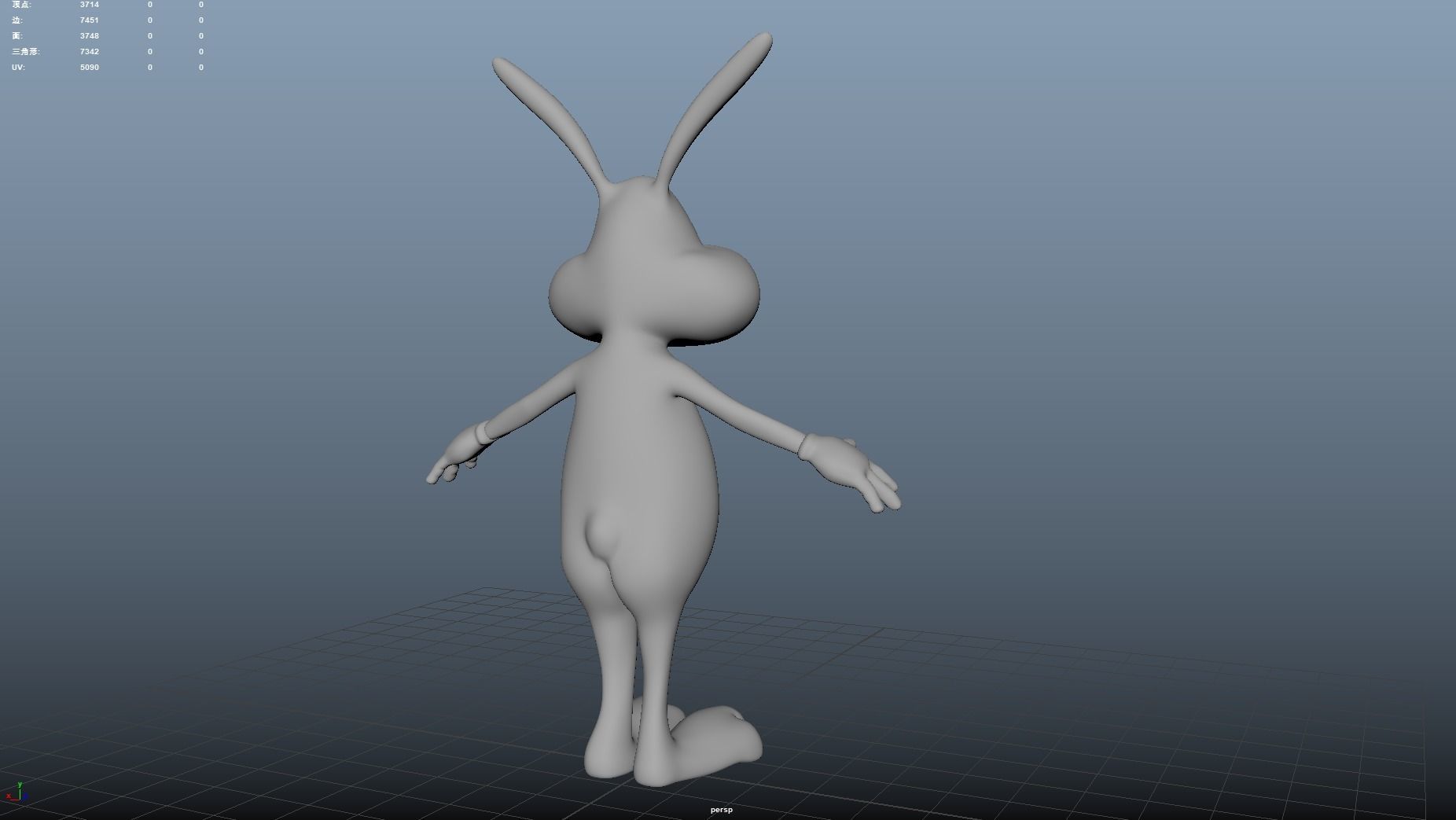 cartoon rabbit anthropomorphic qute cuddling bunny  metaverse 3D model_6