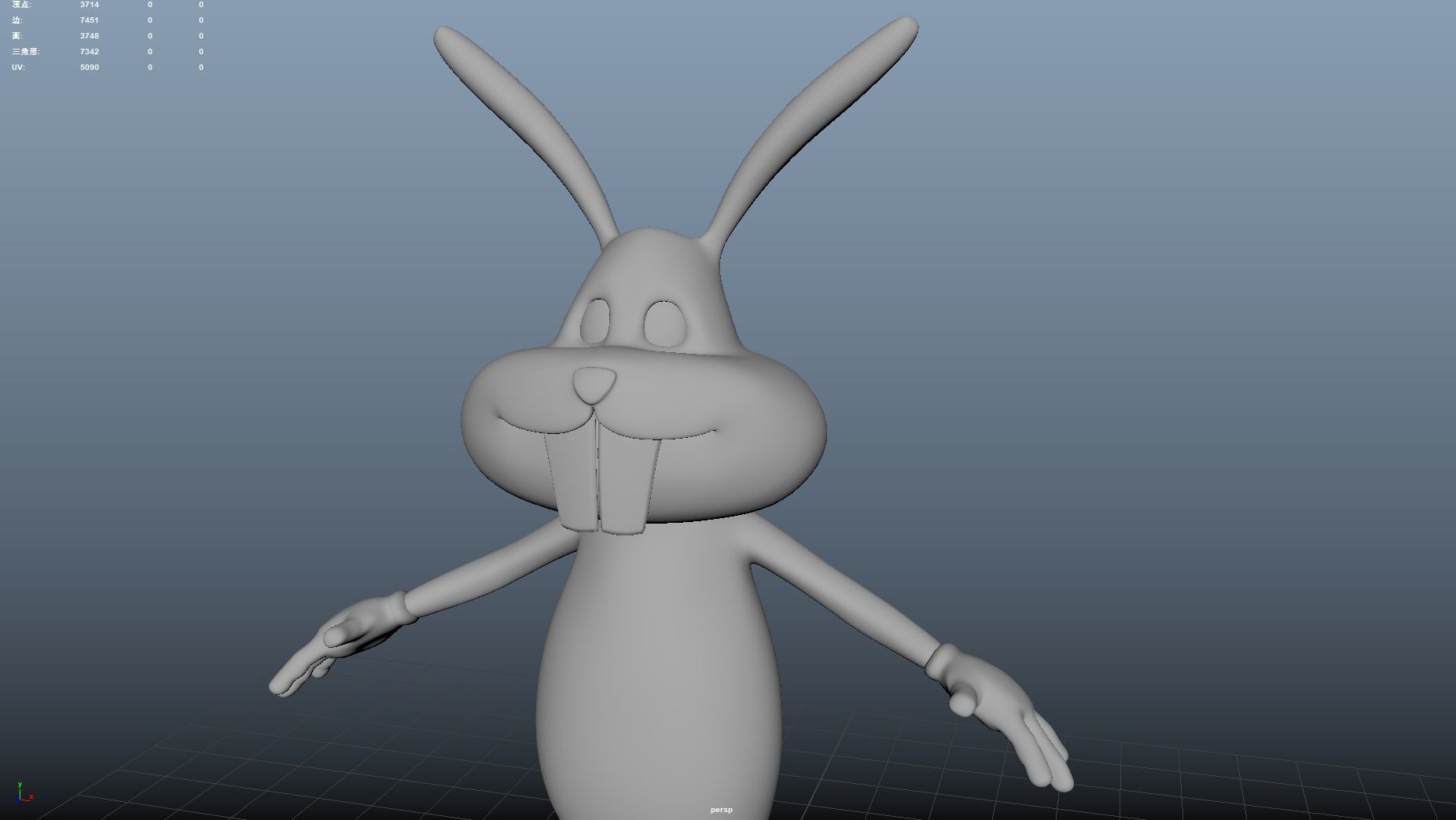 cartoon rabbit anthropomorphic qute cuddling bunny  metaverse 3D model_4
