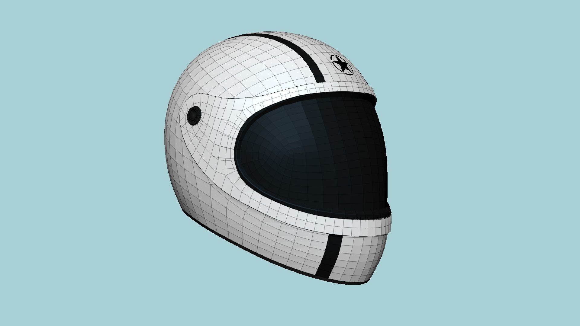 Cartoon Helmet Kart A08 White - Character Design Low-poly 3D model_6