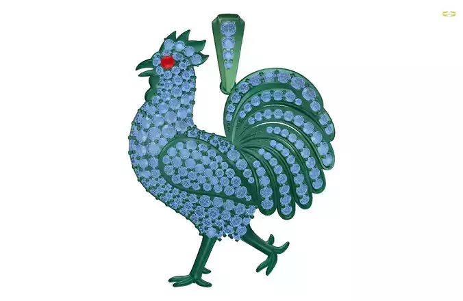 pendant rooster with diamonds