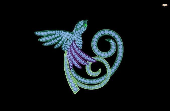pendant bird in shape of flower 3D print model