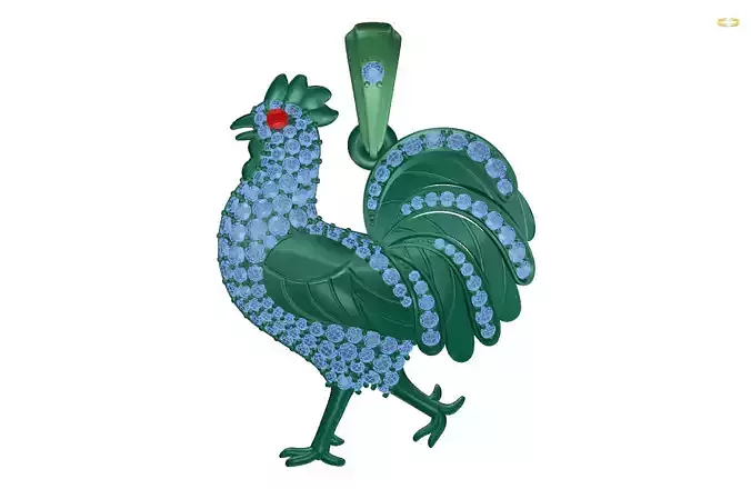 pendant rooster brooch