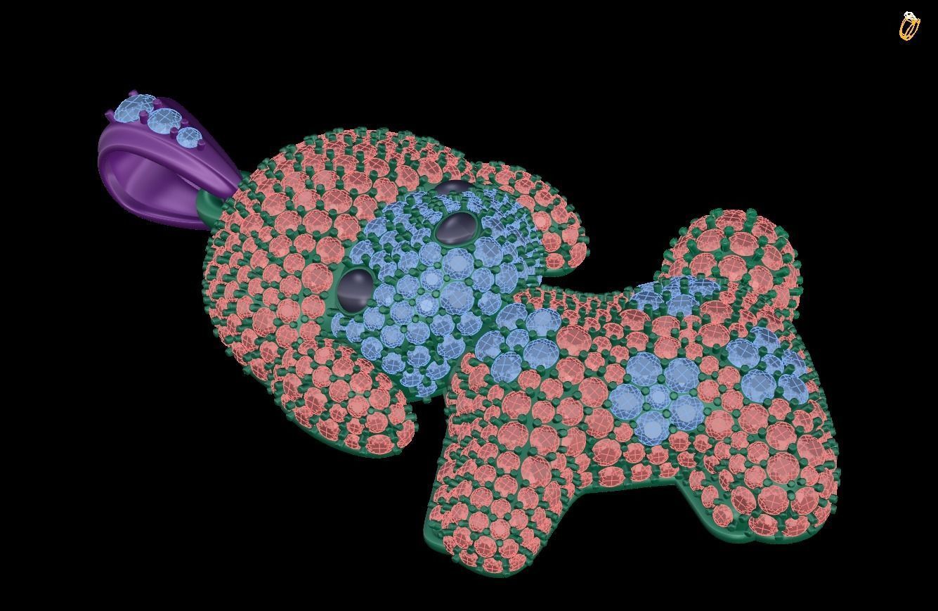 pendant poodle diamonds 3D print model_1