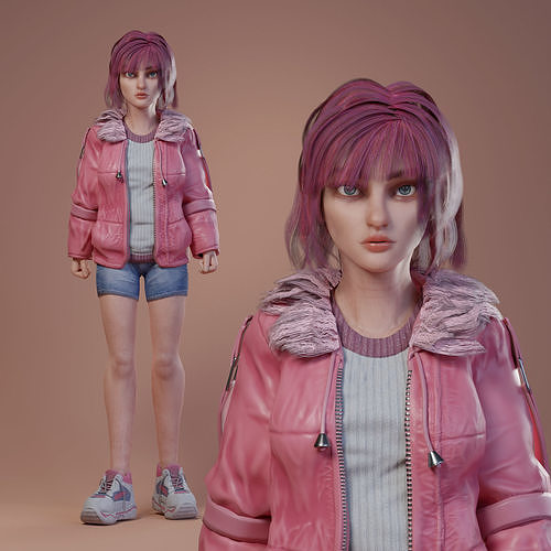 Kristi girl jacket and shorts Free low-poly 3D model