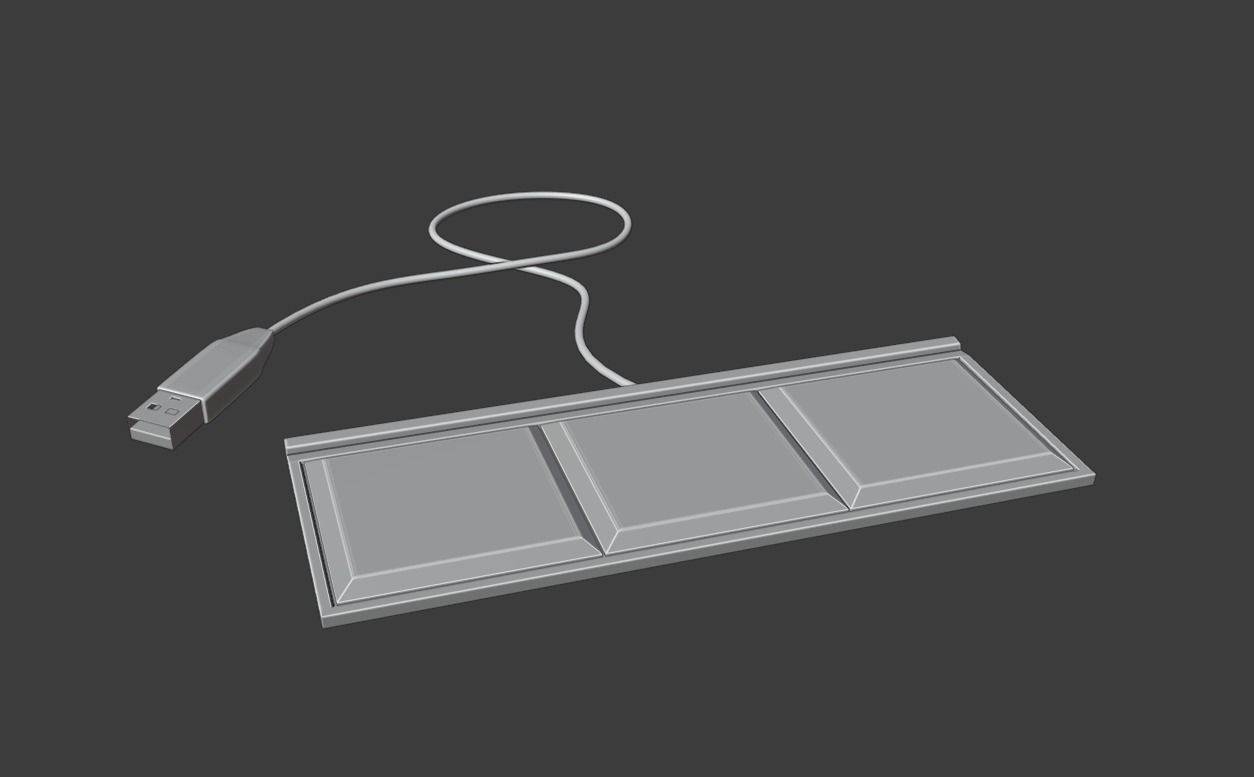 Keyboard device with usb cable Low-poly 3D model_3
