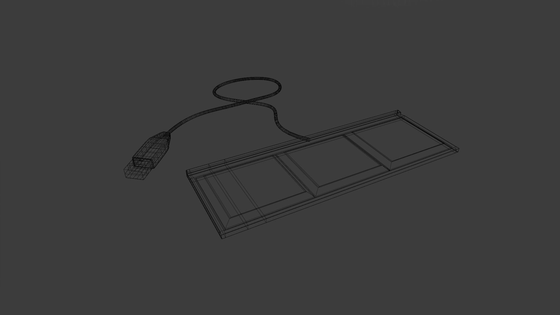 Keyboard device with usb cable Low-poly 3D model_7