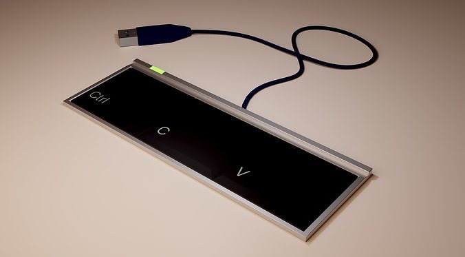 Keyboard device with usb cable Low-poly 3D model