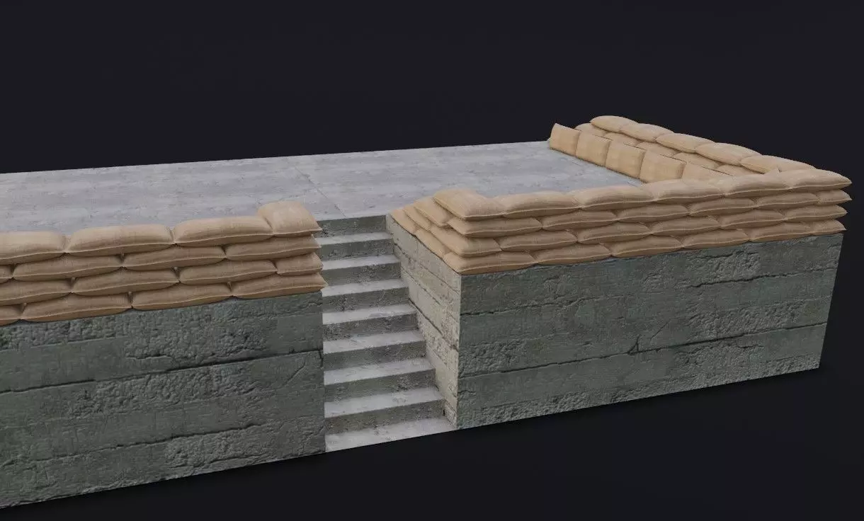 Sand Bag and Ladder - Bunker - Sacos de Areia 3D model_0