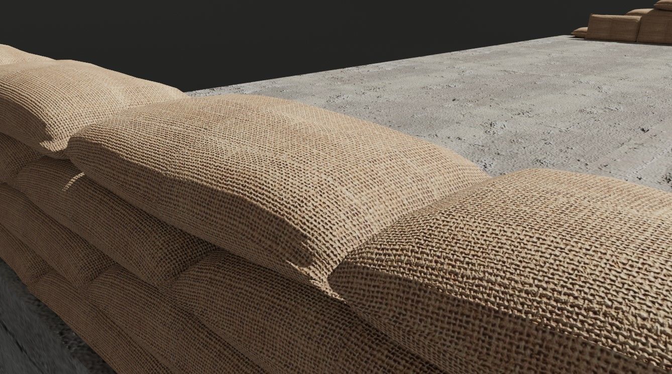 Sand Bag and Ladder - Bunker - Sacos de Areia 3D model_7