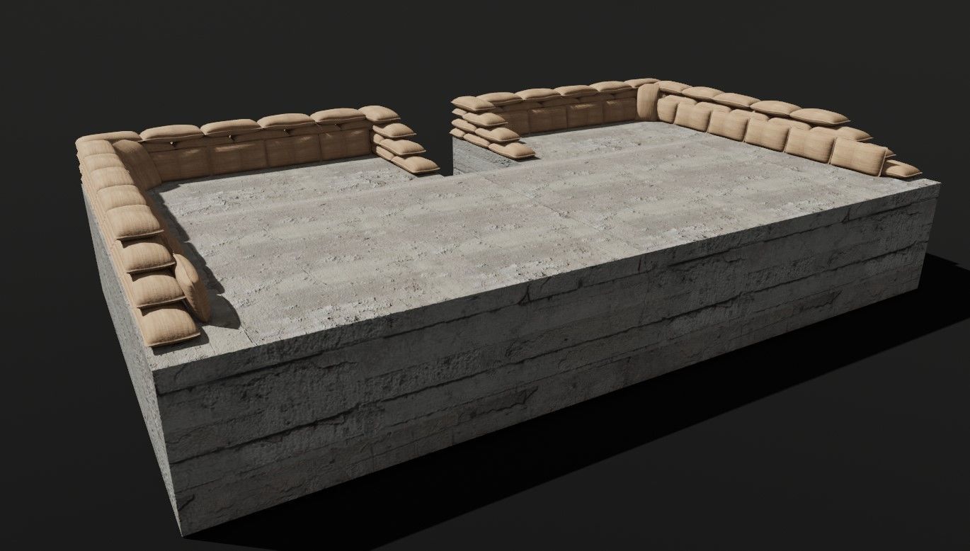 Sand Bag and Ladder - Bunker - Sacos de Areia 3D model_15