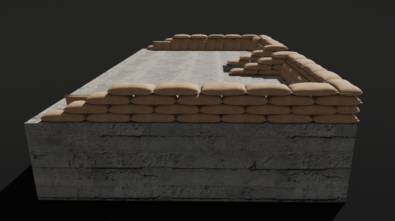 Sand Bag and Ladder - Bunker - Sacos de Areia 3D model_9