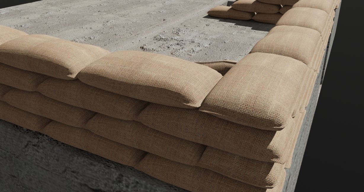 Sand Bag and Ladder - Bunker - Sacos de Areia 3D model_6