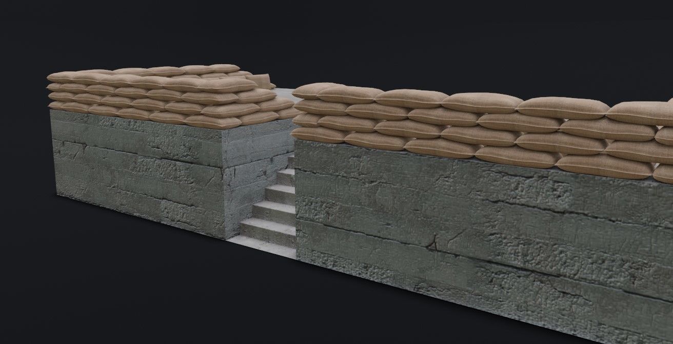 Sand Bag and Ladder - Bunker - Sacos de Areia 3D model_13