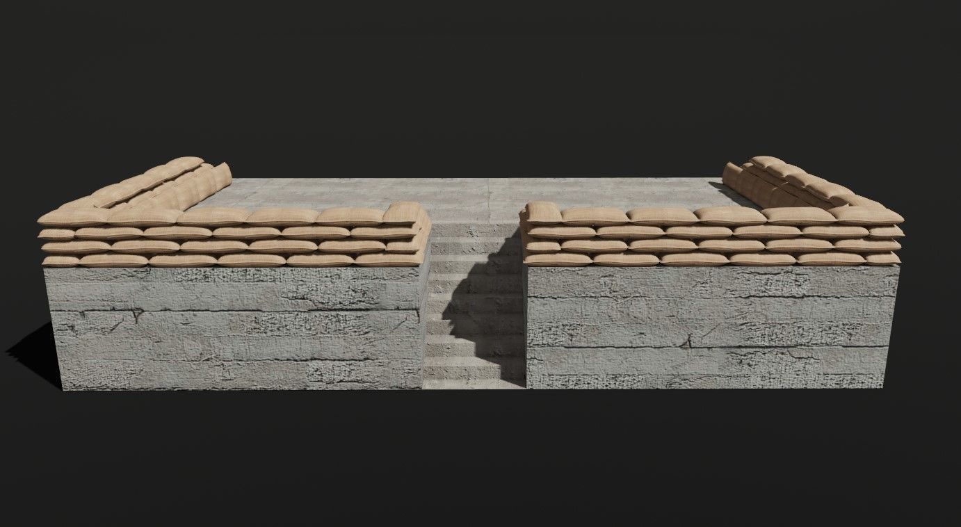 Sand Bag and Ladder - Bunker - Sacos de Areia 3D model_4