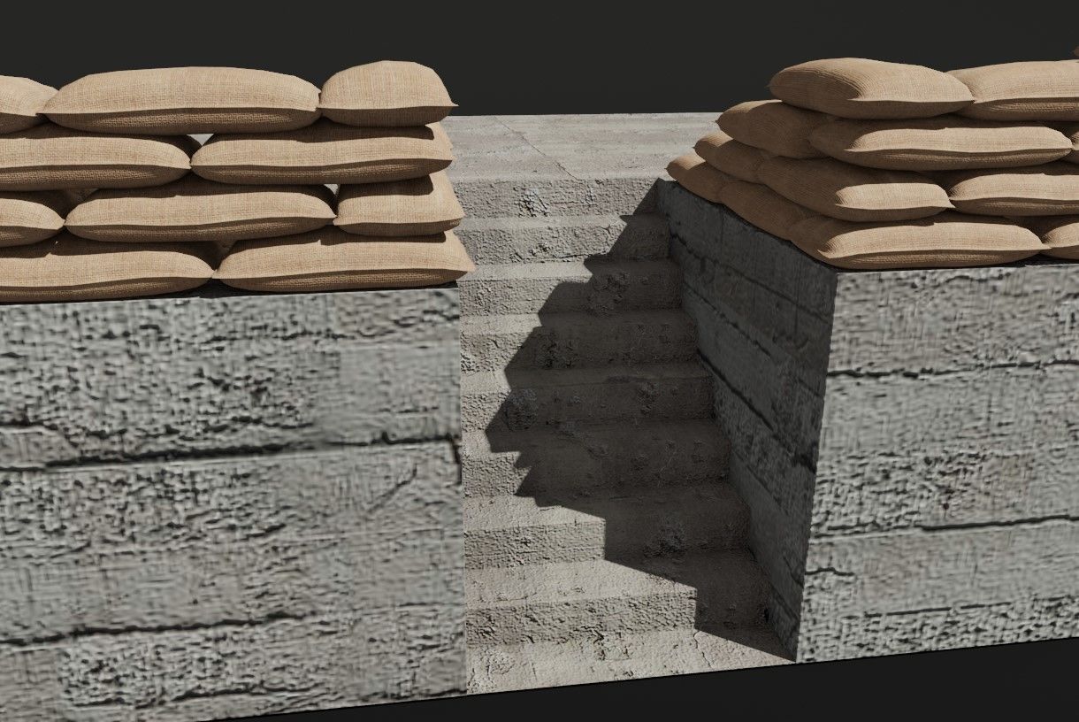 Sand Bag and Ladder - Bunker - Sacos de Areia 3D model_3