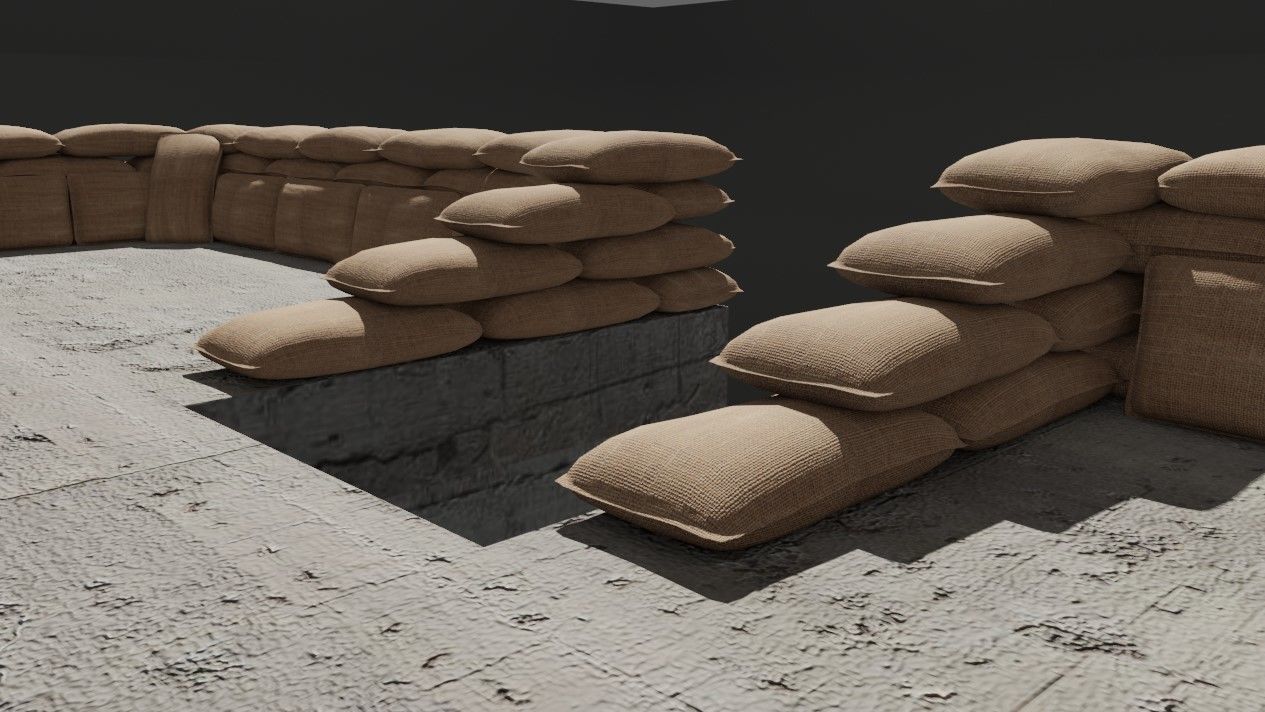 Sand Bag and Ladder - Bunker - Sacos de Areia 3D model_2