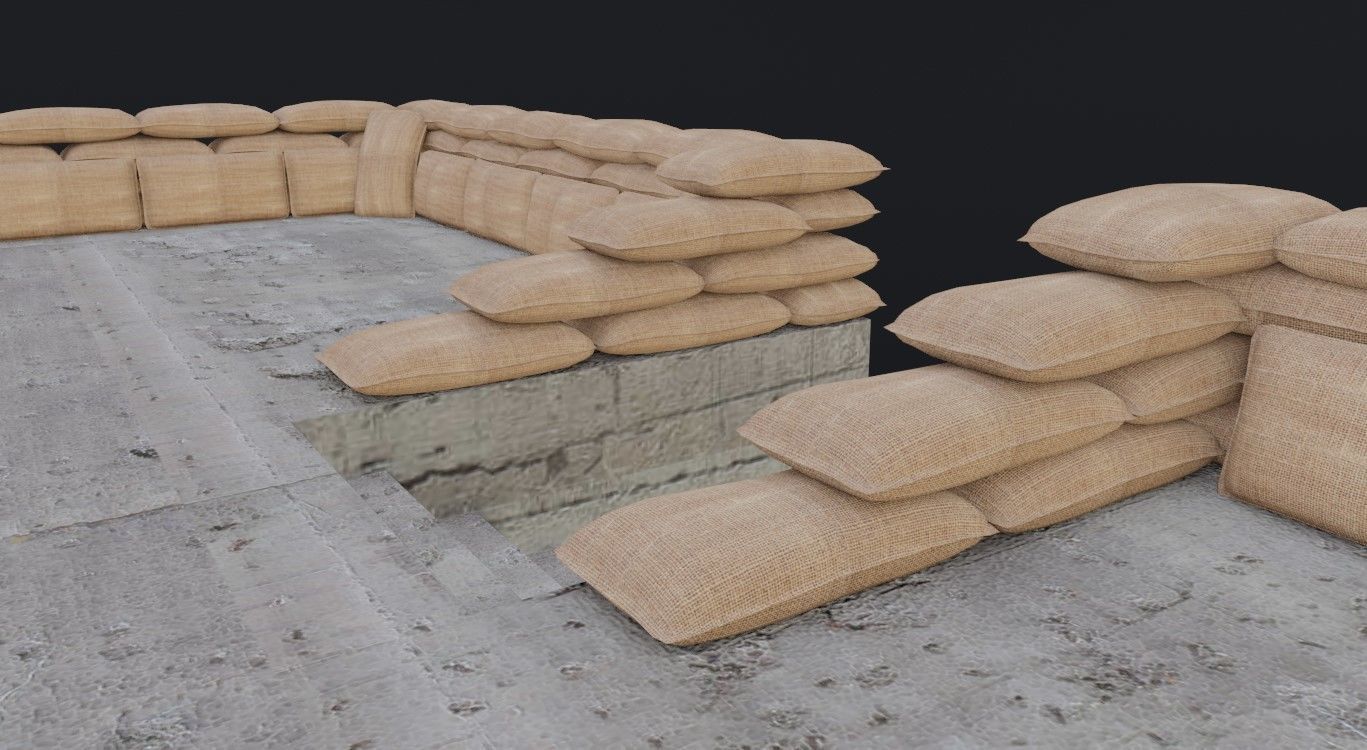 Sand Bag and Ladder - Bunker - Sacos de Areia 3D model_11
