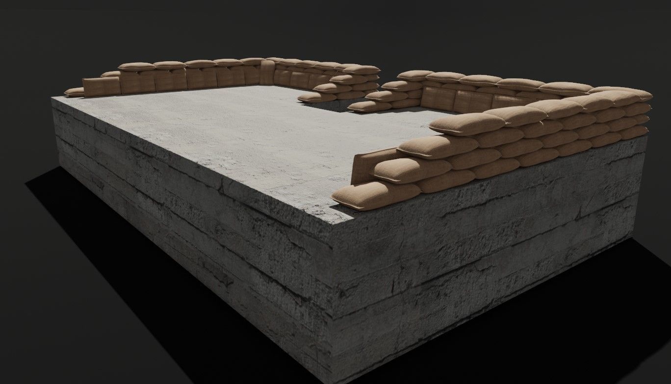 Sand Bag and Ladder - Bunker - Sacos de Areia 3D model_8