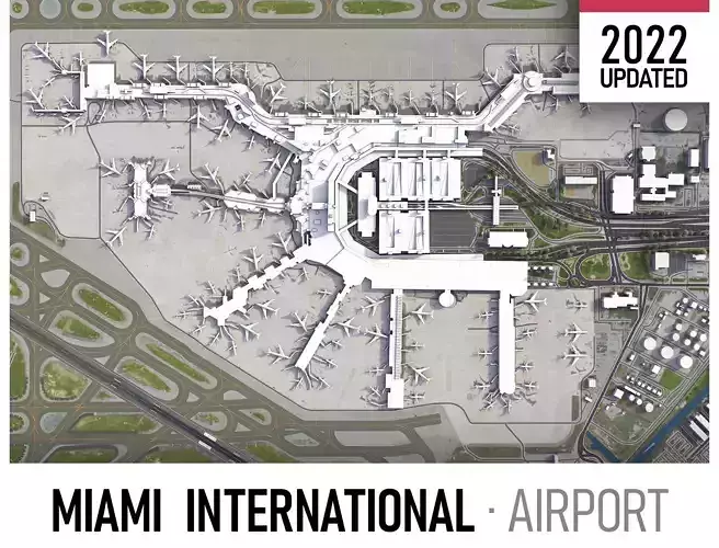 Miami Airport Low-poly 3D model