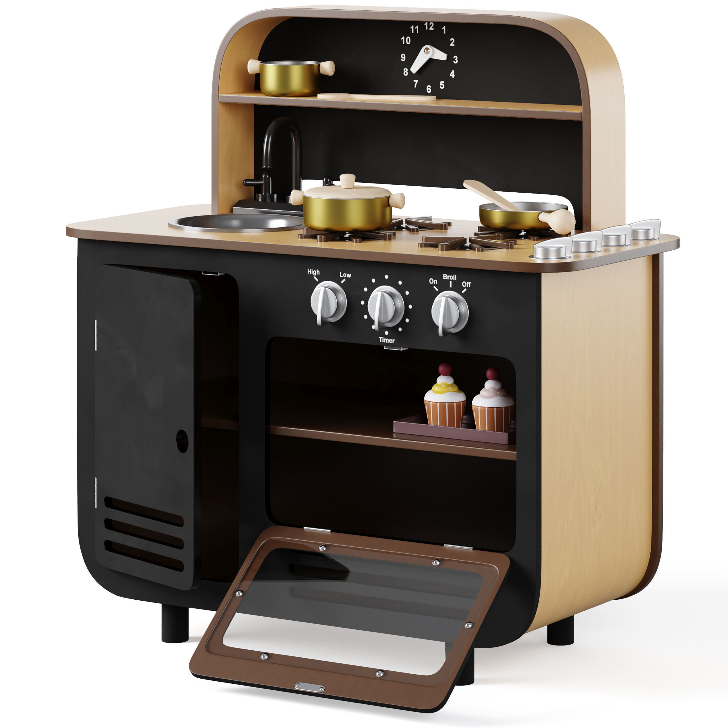 Modern Chef Large Wooden Kitchen Playset 3D model_1