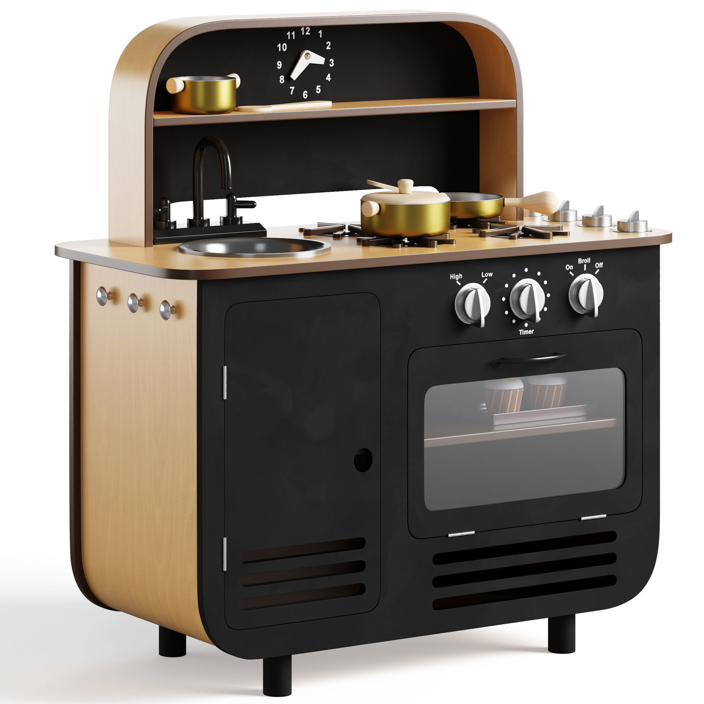 Modern Chef Large Wooden Kitchen Playset 3D model_2