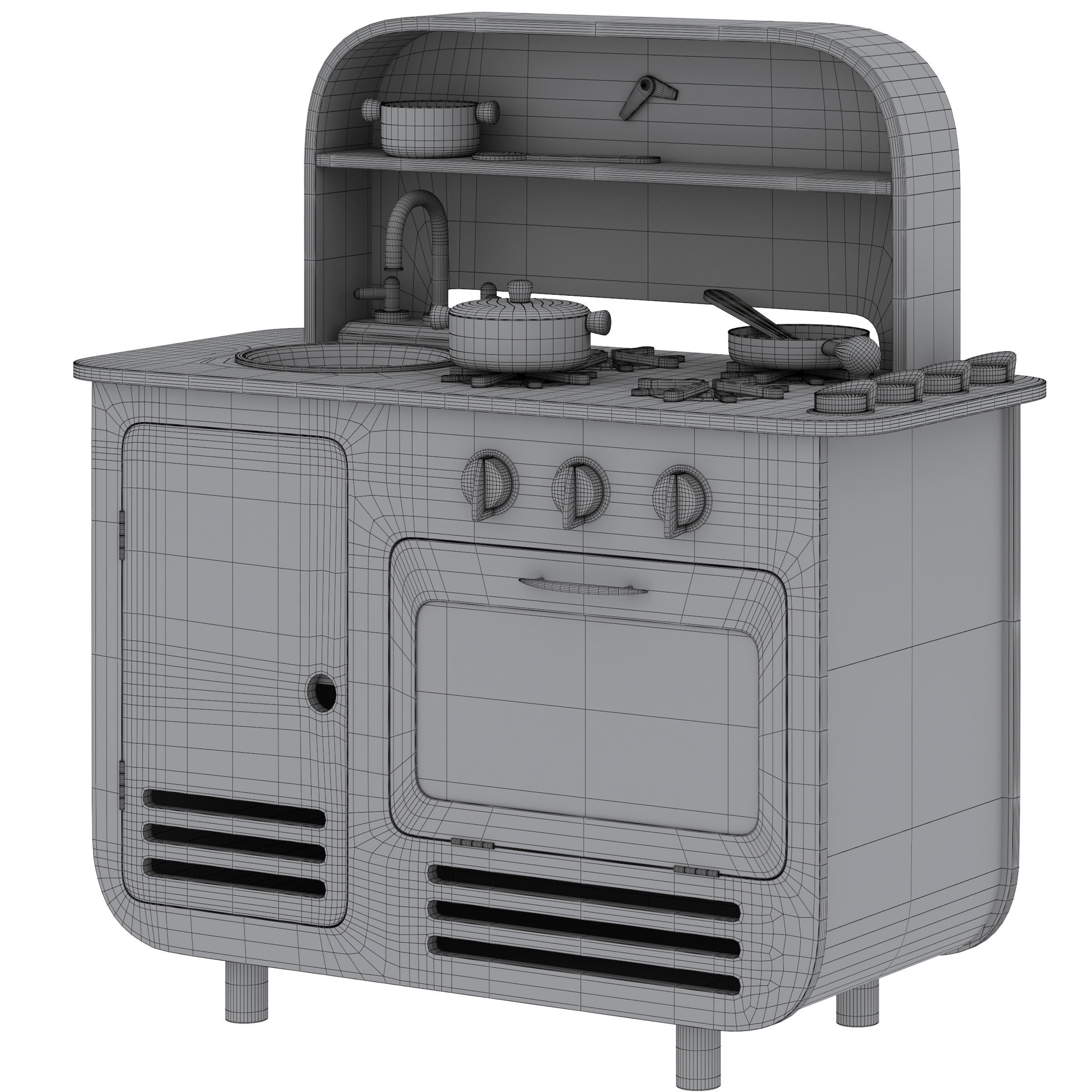 Modern Chef Large Wooden Kitchen Playset 3D model_6