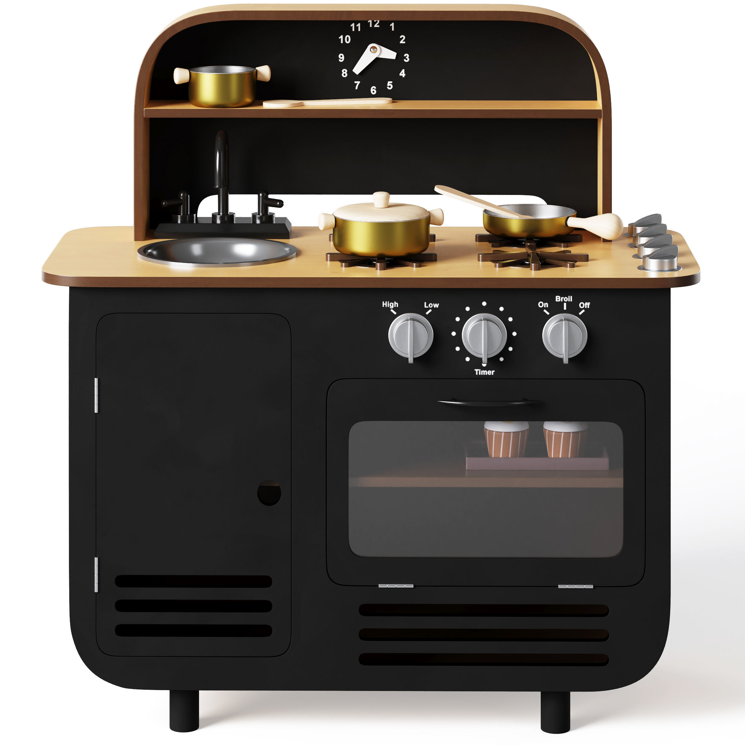 Modern Chef Large Wooden Kitchen Playset 3D model_4