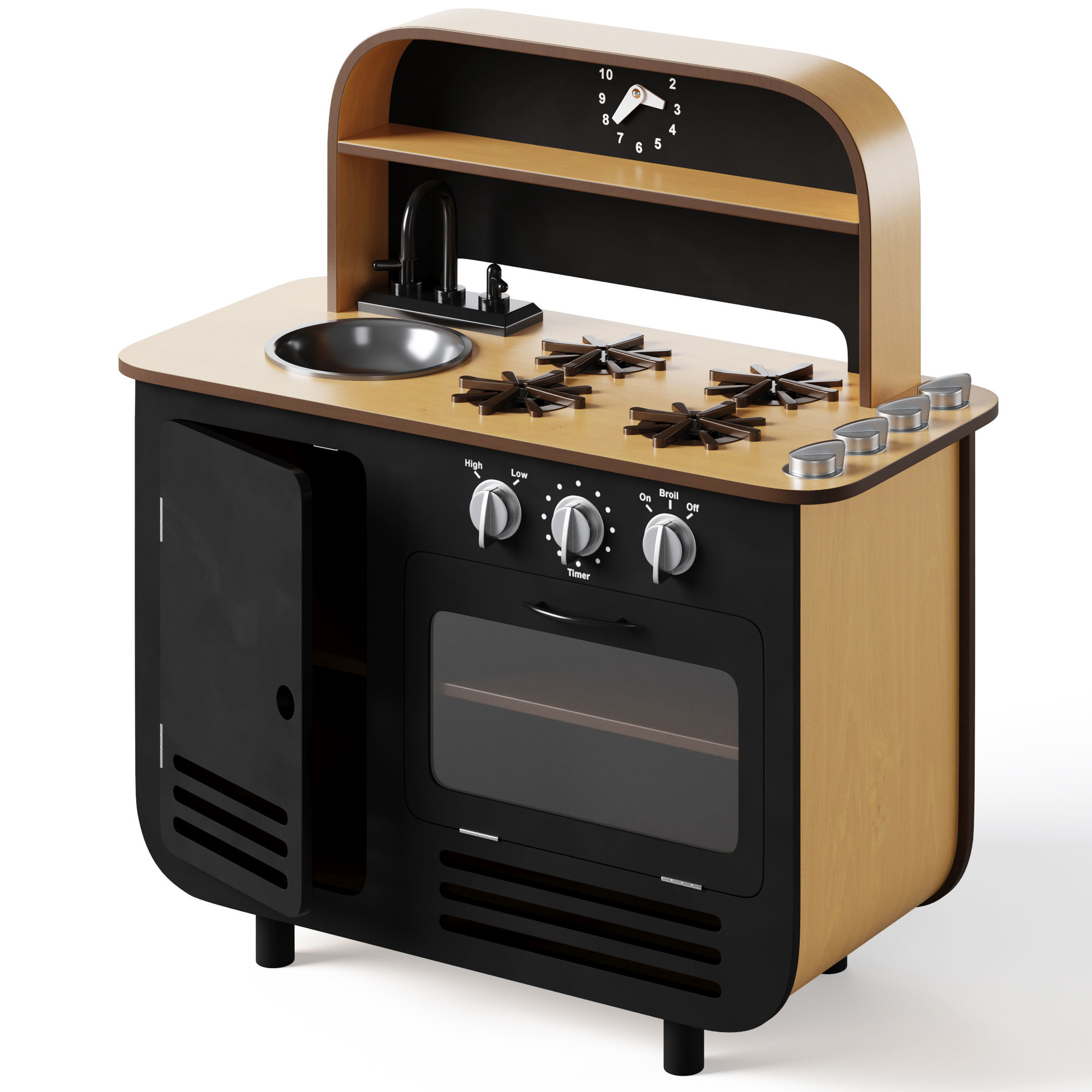Modern Chef Large Wooden Kitchen Playset 3D model_5