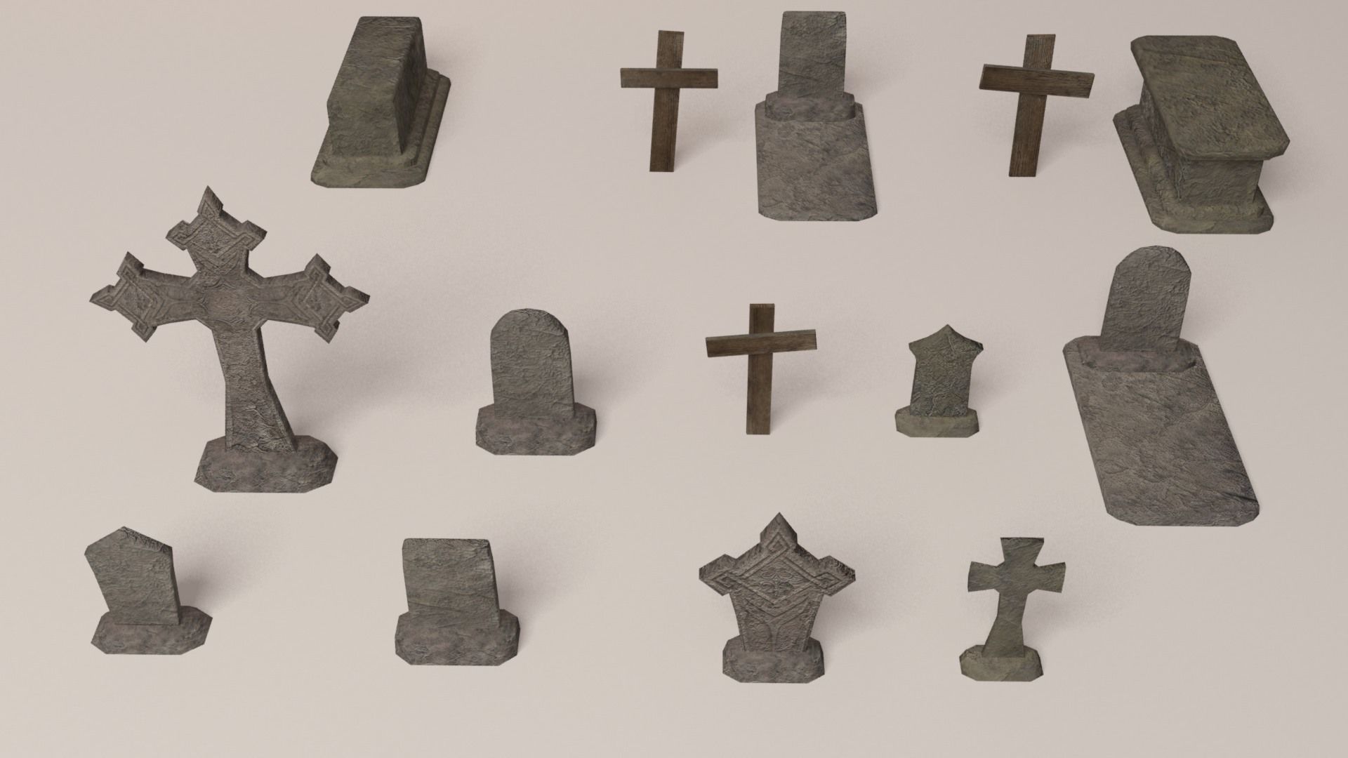 Cemetery pack - graveyard tomb and graves collection Low-poly 3D model_3