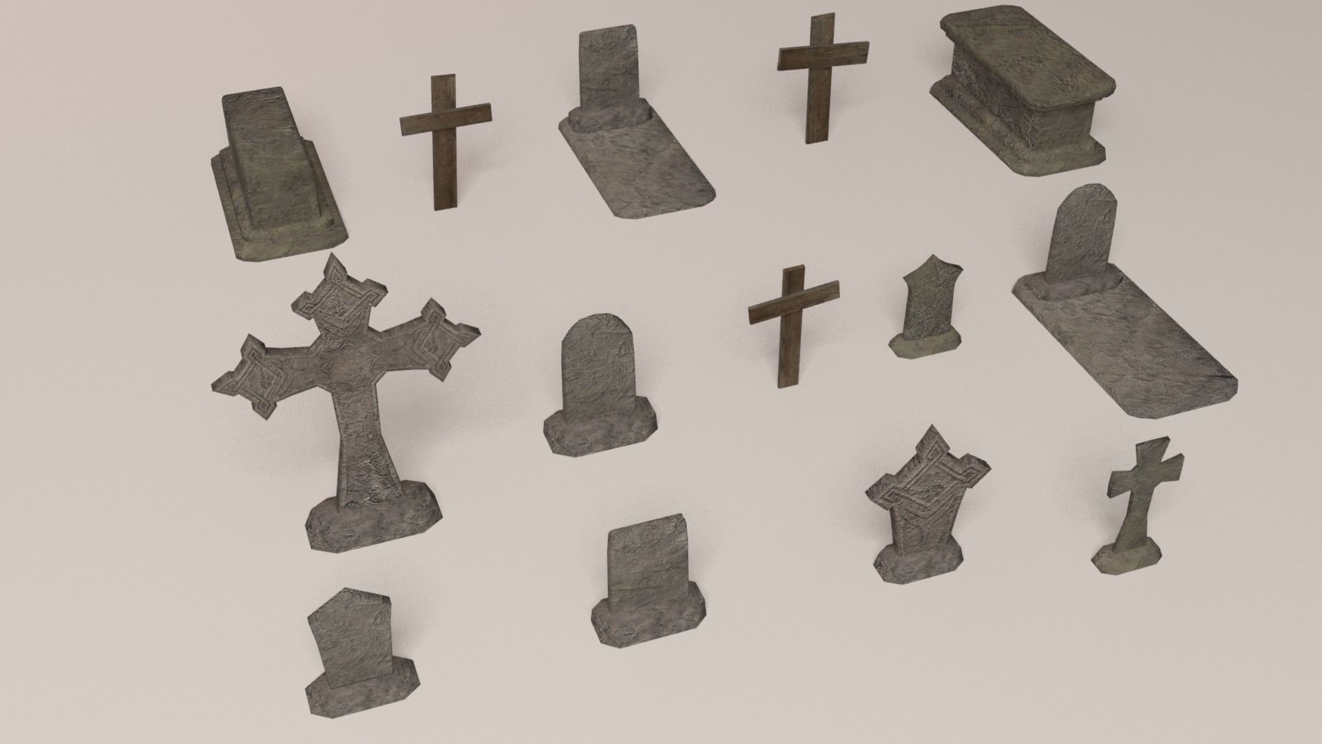 Cemetery pack - graveyard tomb and graves collection Low-poly 3D model_4