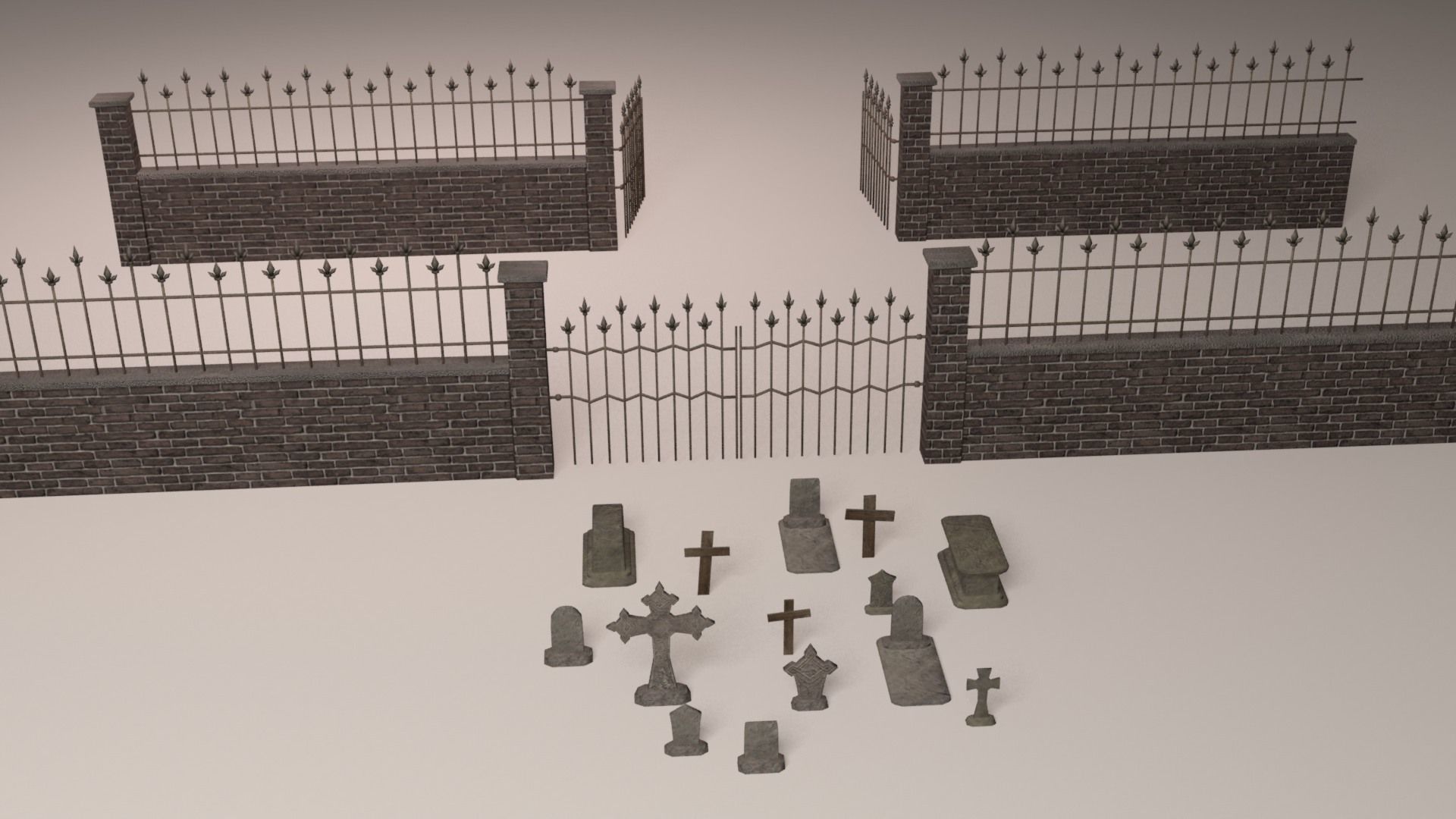 Cemetery pack - graveyard tomb and graves collection Low-poly 3D model_2