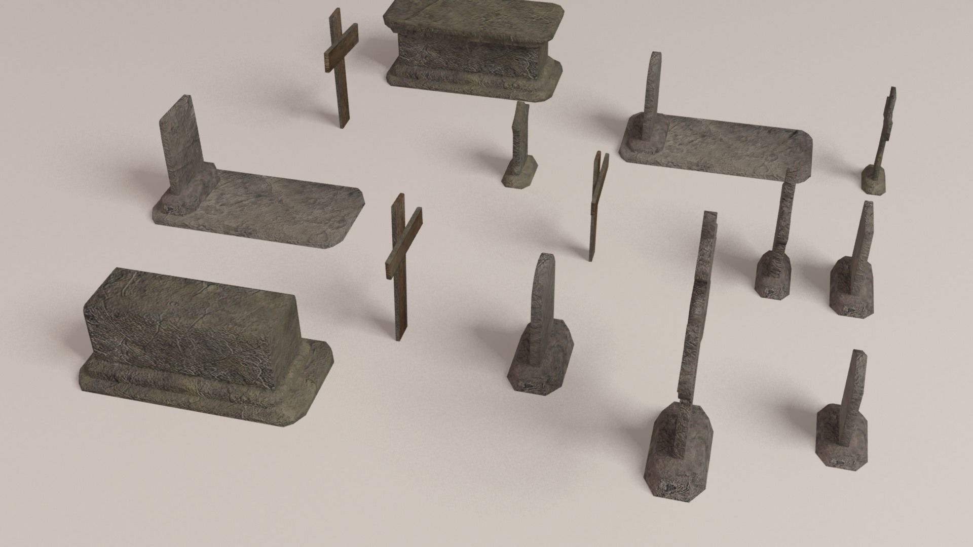 Cemetery pack - graveyard tomb and graves collection Low-poly 3D model_8